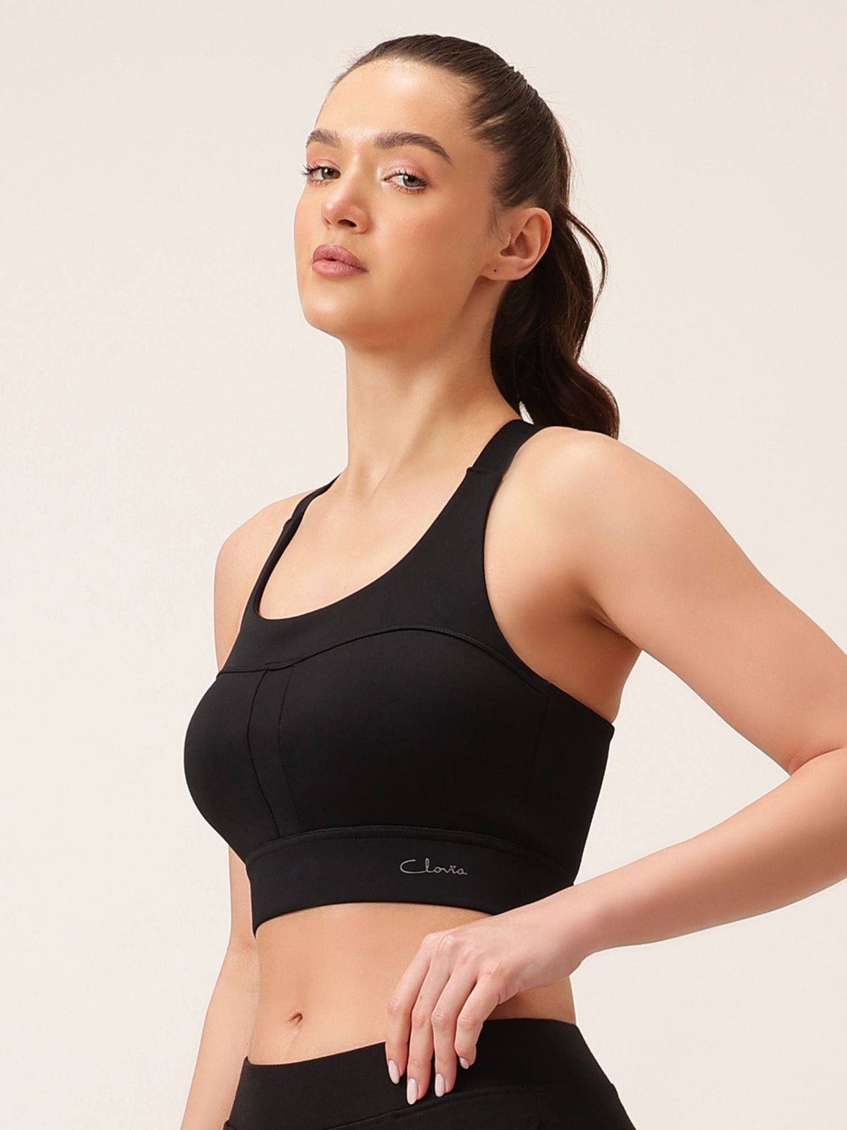 Padded High-Impact Sports Bra in Black | sb09 - view 2