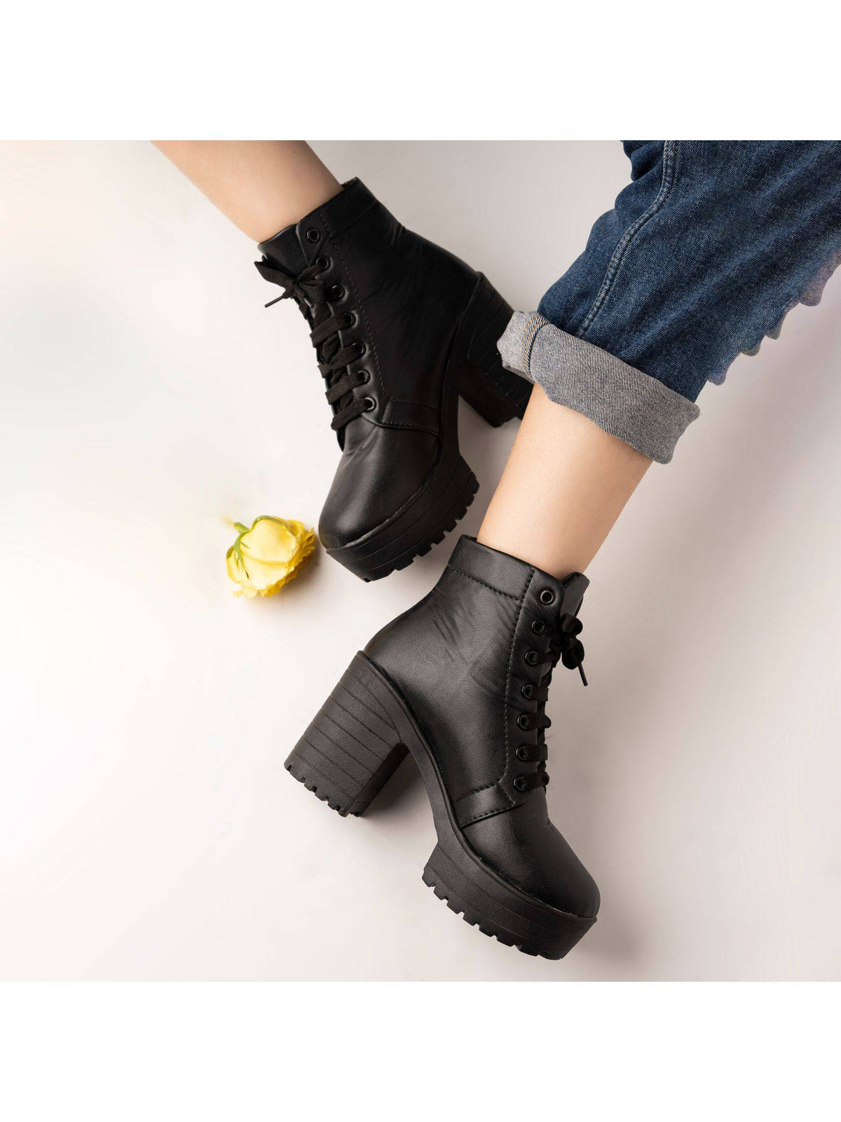 Women Solid Black Boots | BT61 - view 1