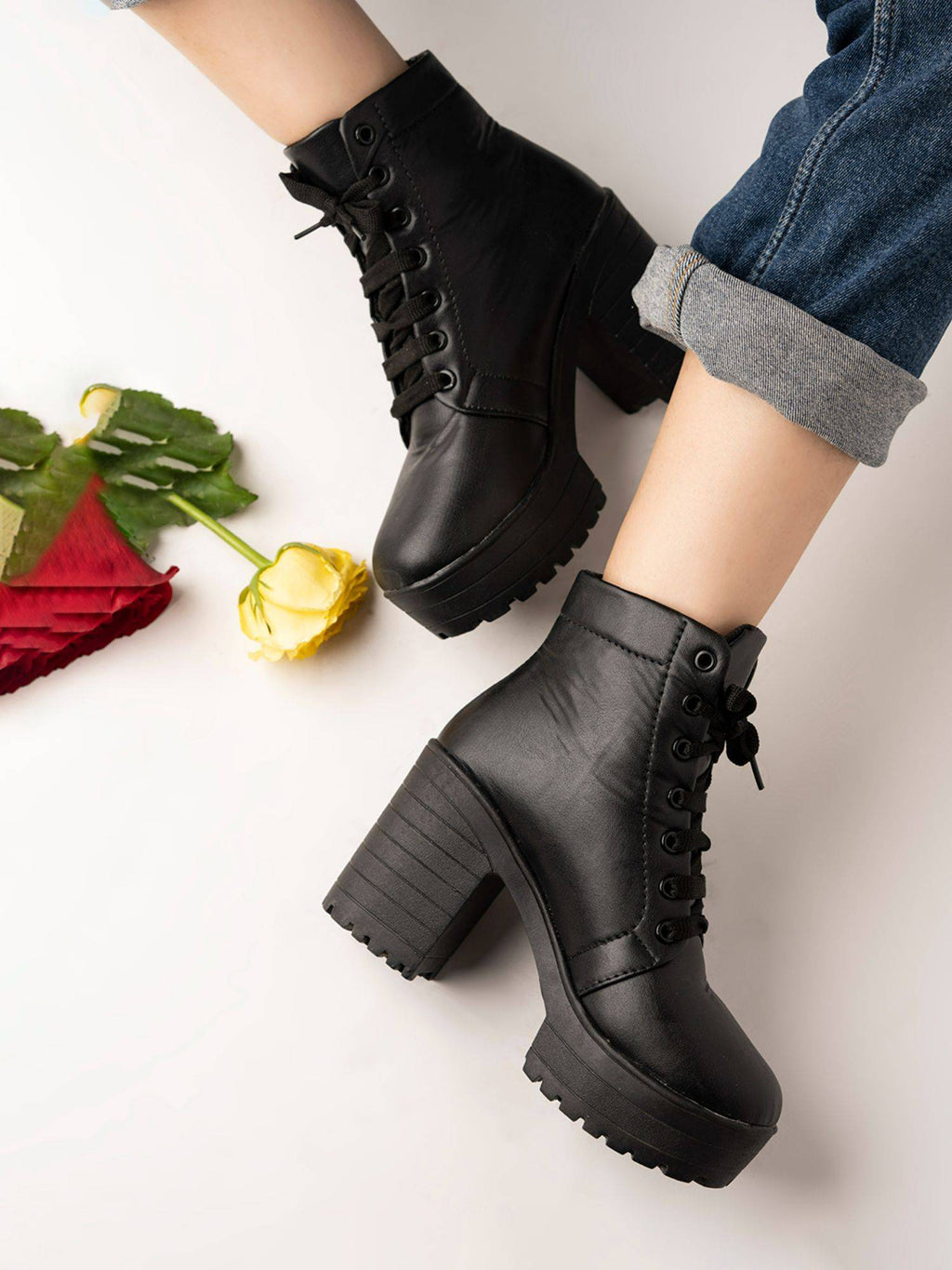 Women Solid Black Boots | BT61 - view 2
