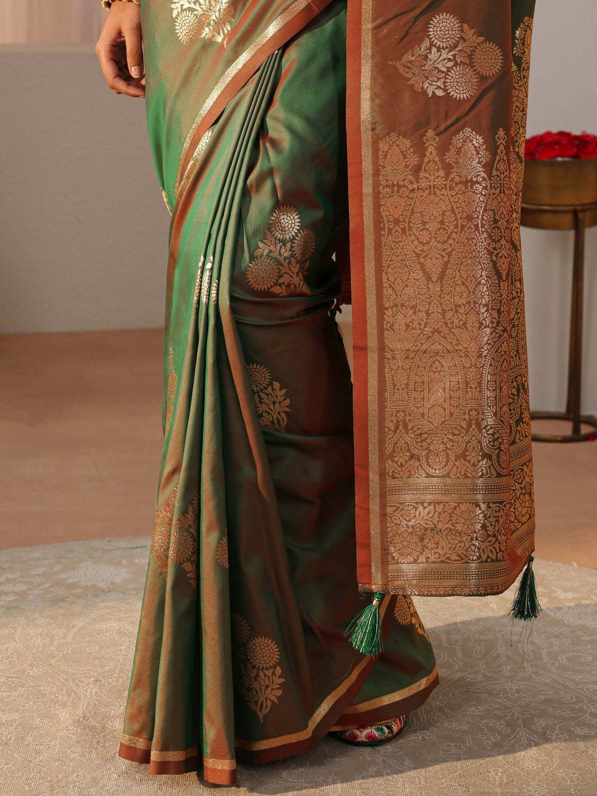 Libas Green Kanjeevaram Silk Blend Saree S45
