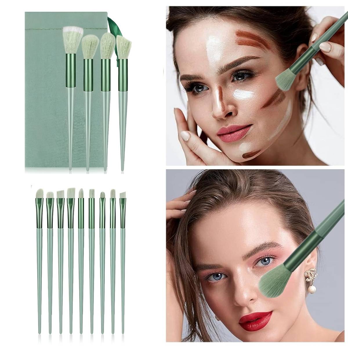 Makeup Brush Set Of 13 With Travel Pouch Bag Portable Cosmetic Brushes Kit | T32 - view 2