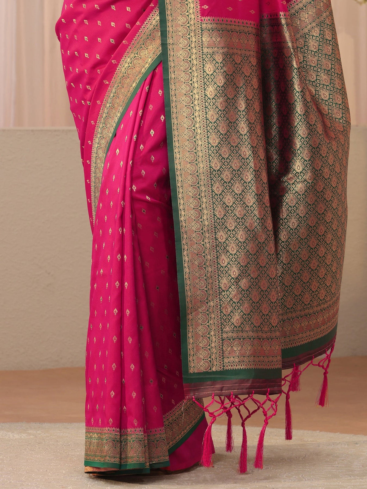 Libas Pink Kanjeevaram Silk Blend Saree S45