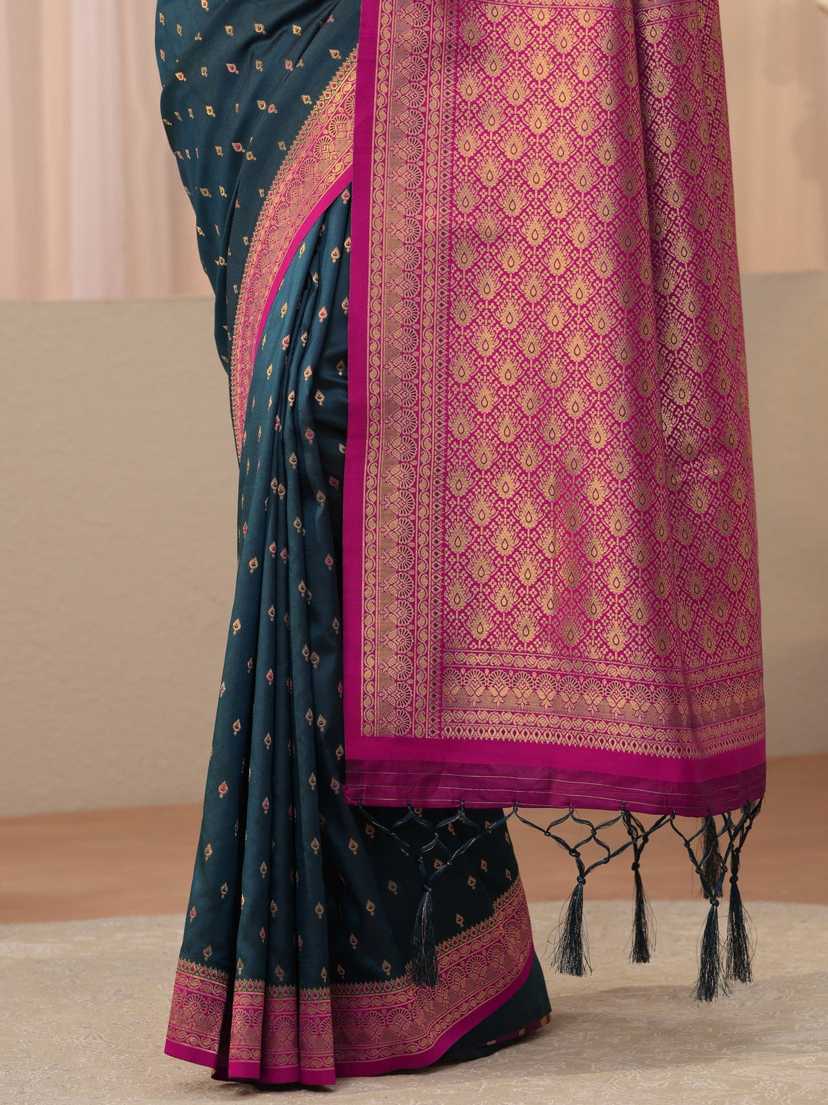 Libas Navy Blue Kanjeevaram Silk Blend Saree S45