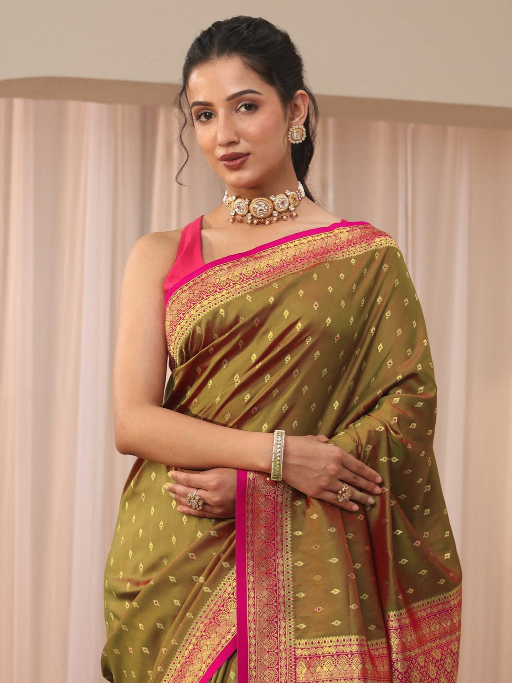 Libas Green Kanjeevaram Silk Blend Saree S45