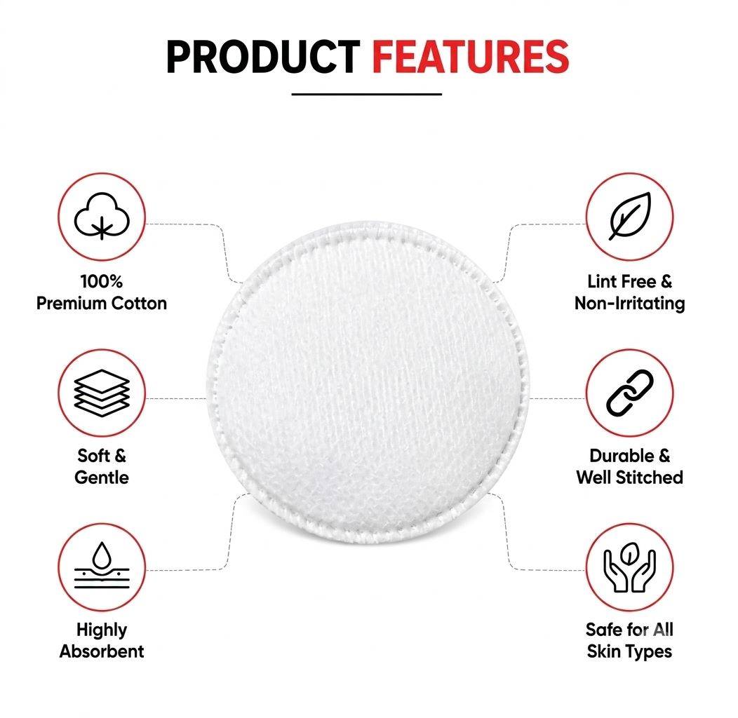Round Facial Cotton Pads For Applying & Removing Makeup - Sensitive Skin | T32 - view 2