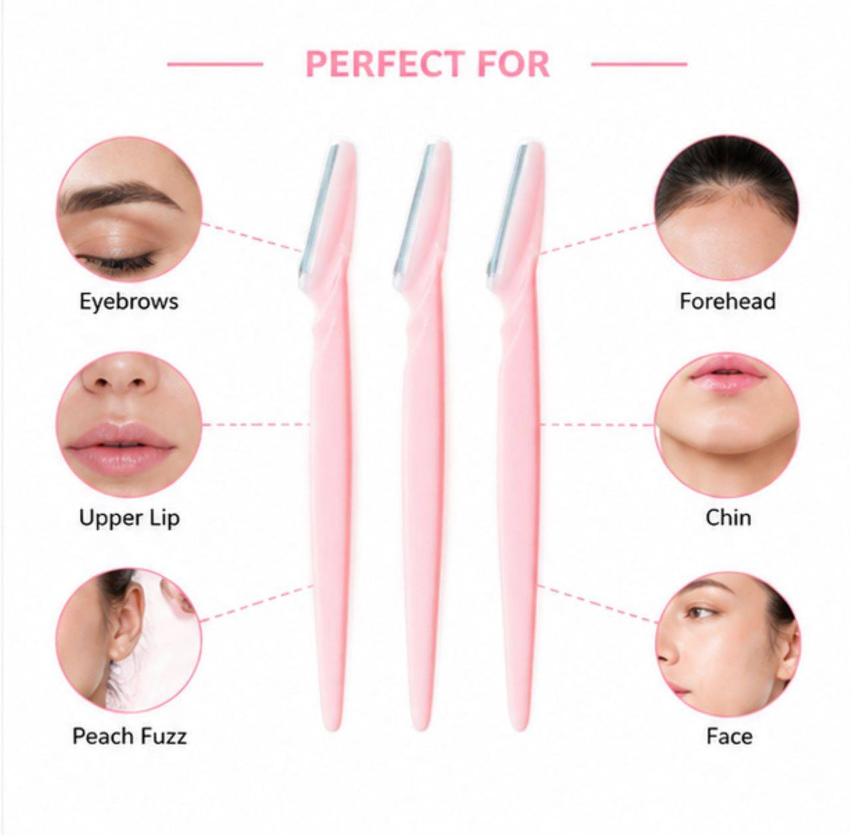 Eyebrow Touch Up Hair Removing Face Razor For Women-Pack of 3 Instant&Painless | T32 - view 3