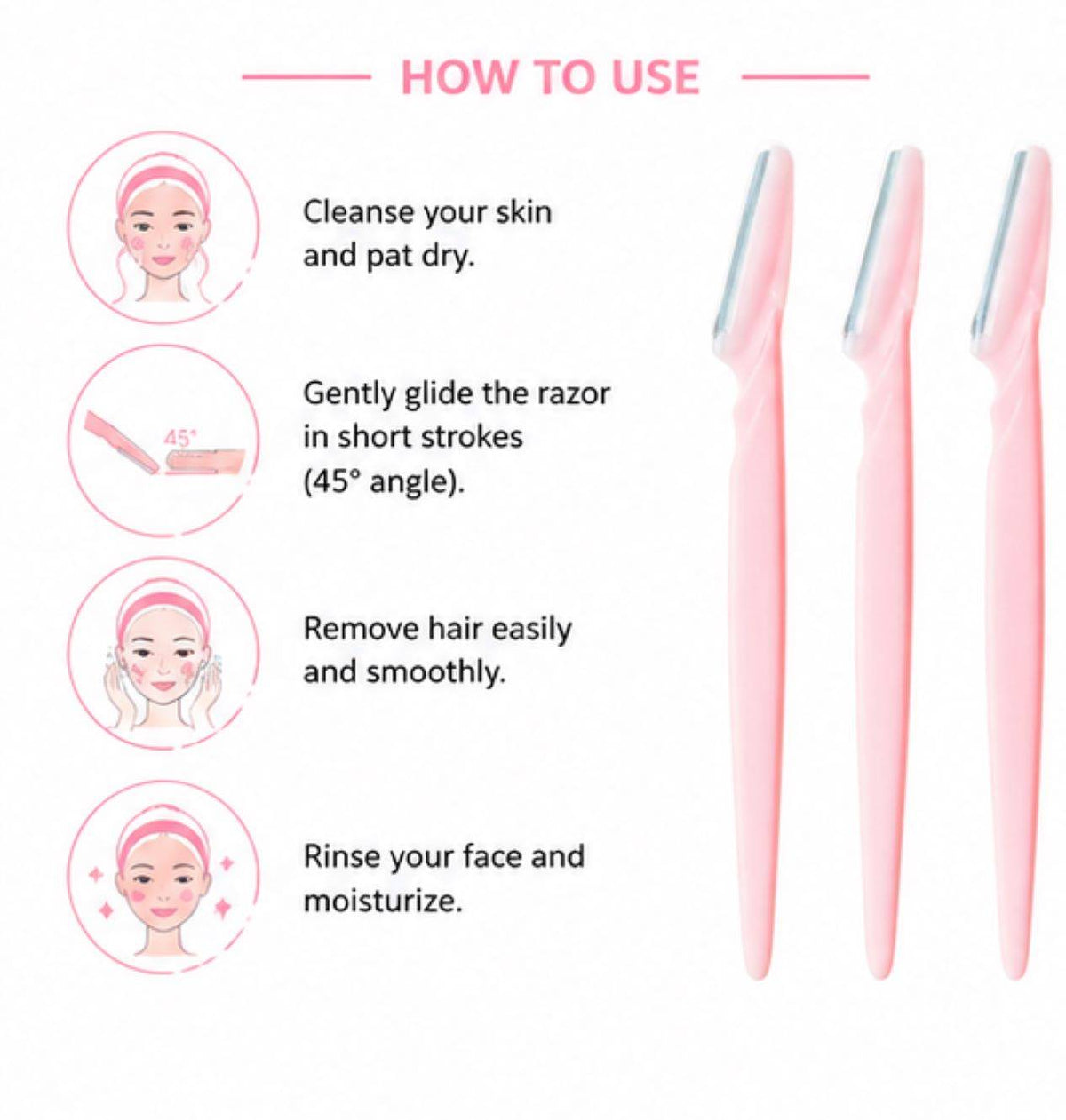Eyebrow Touch Up Hair Removing Face Razor For Women-Pack of 3 Instant&Painless | T32 - view 4