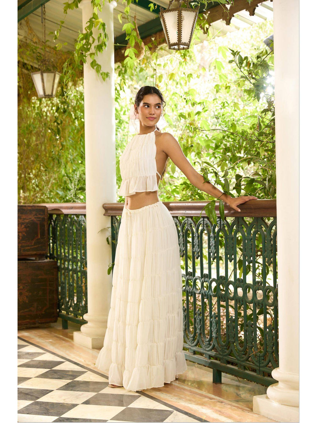 Women Georgette Off White Comfortable Crop Top | CT61 - view 2