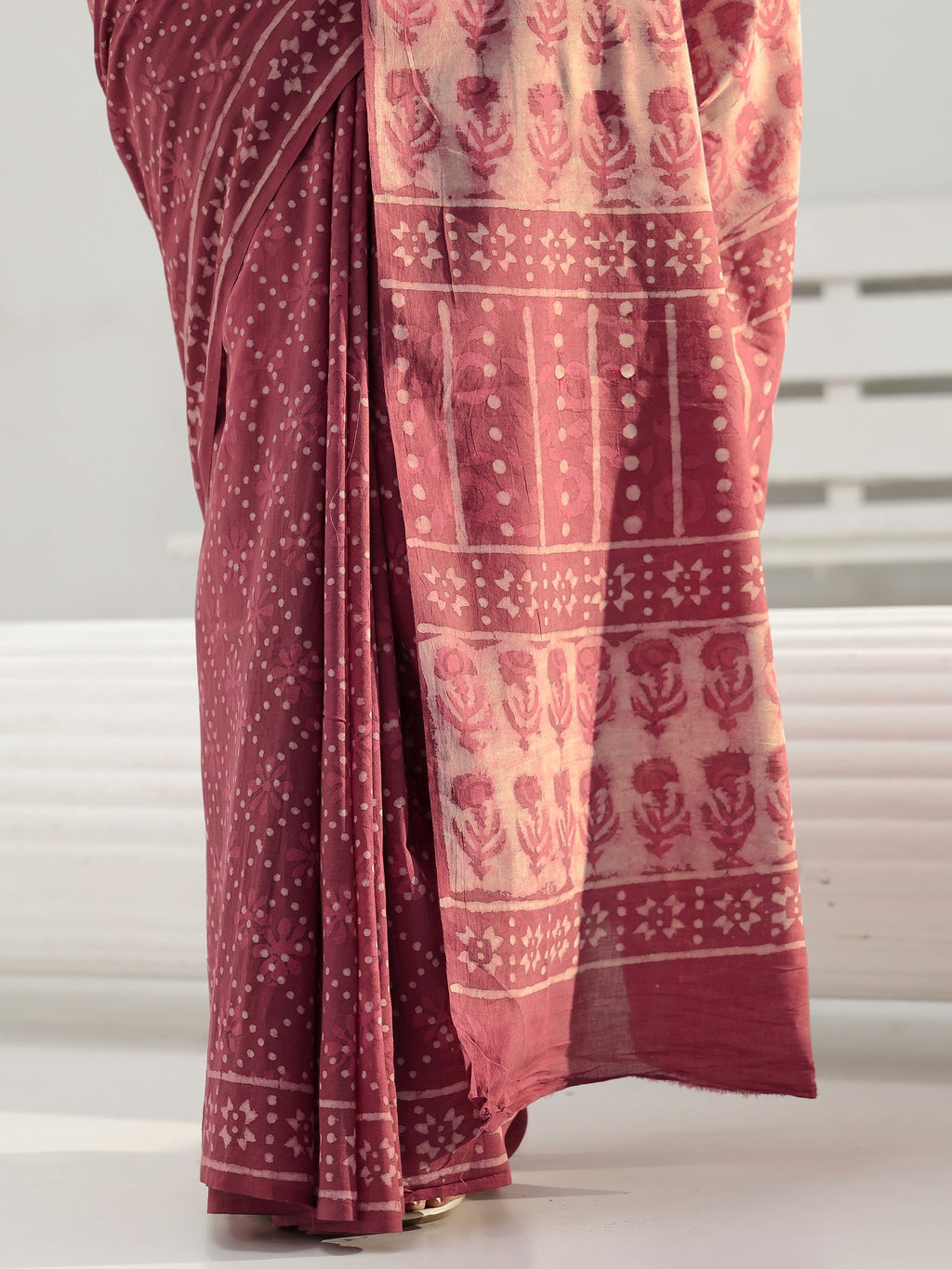 Libas Earthy Pink Bagru Print Cotton Saree