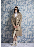 Brown Solid Long Sleeves Notched Lapel Longline Winter Coat | JC78 - view 1