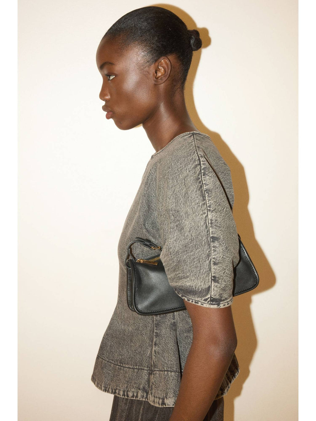 Women Black Denim Peplum Blouse | pt51 - view 4