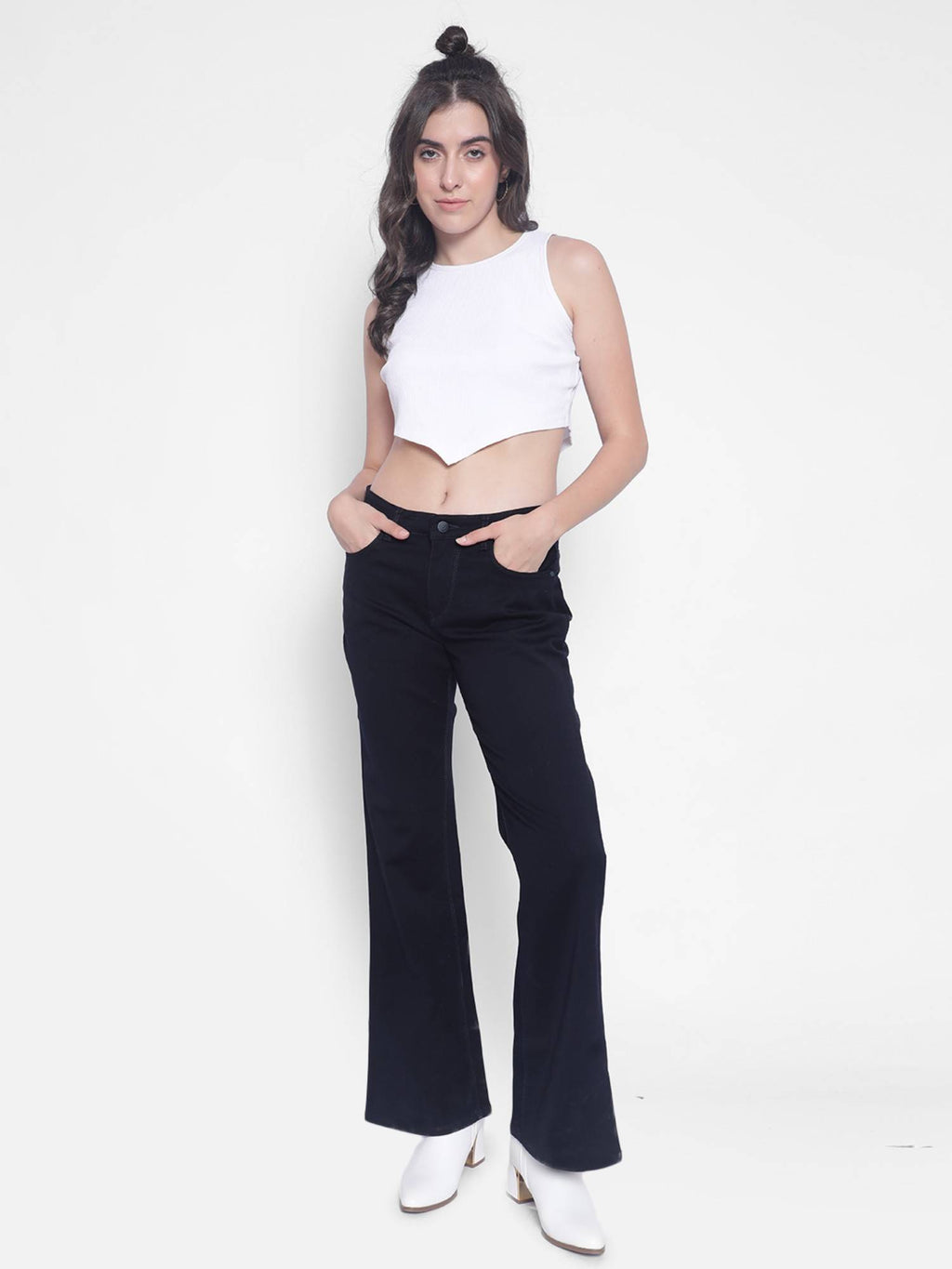 Womens Navy Blue Bootcut Jeans | BT10 - view 3