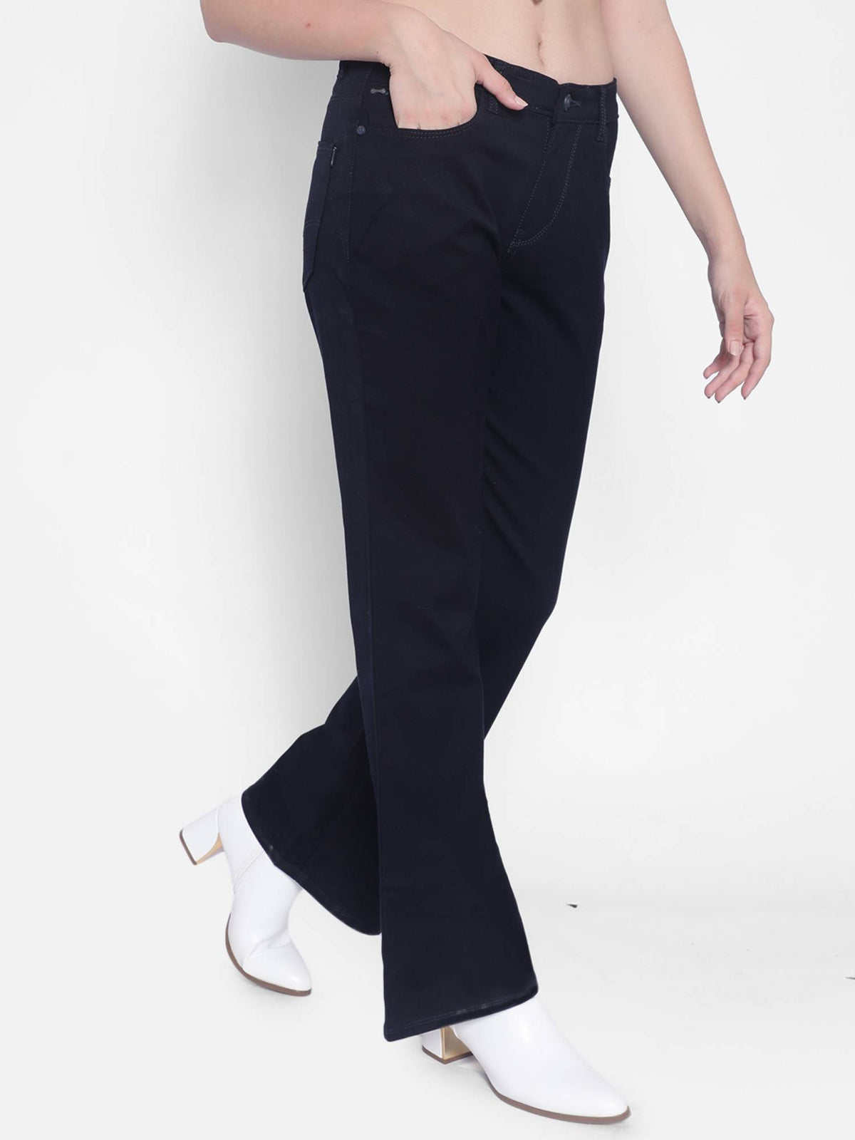 Womens Navy Blue Bootcut Jeans | BT10 - view 5