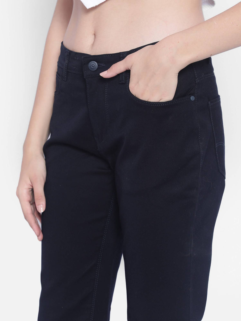 Womens Navy Blue Bootcut Jeans | BT10 - view 7
