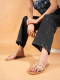 Women Brown Open Toe Flats | F61 - view 1