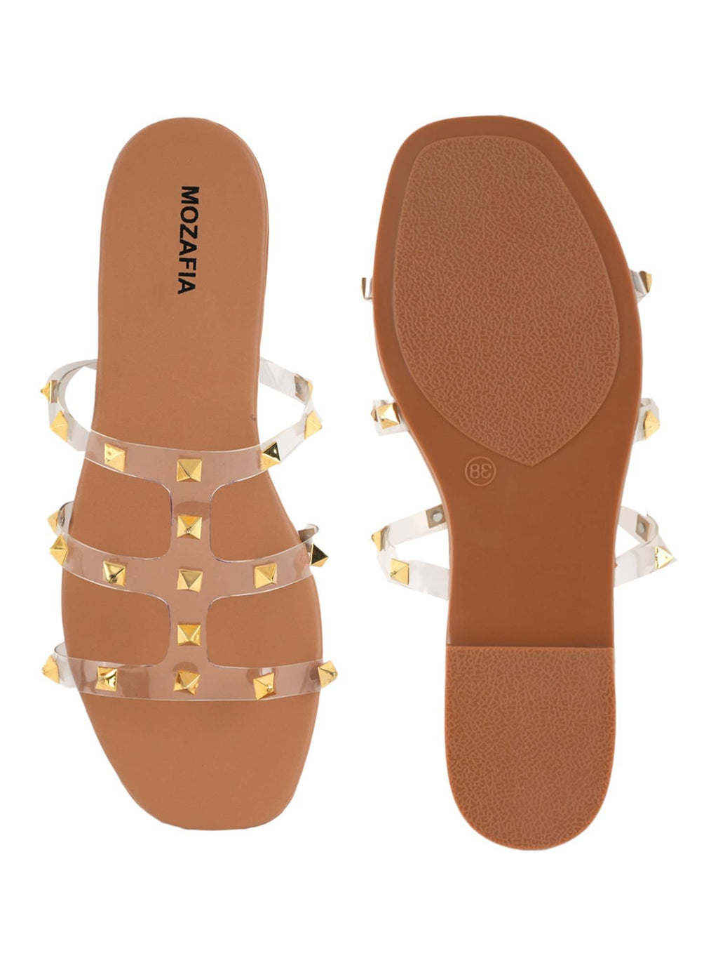 Women Brown Open Toe Flats | F61 - view 5