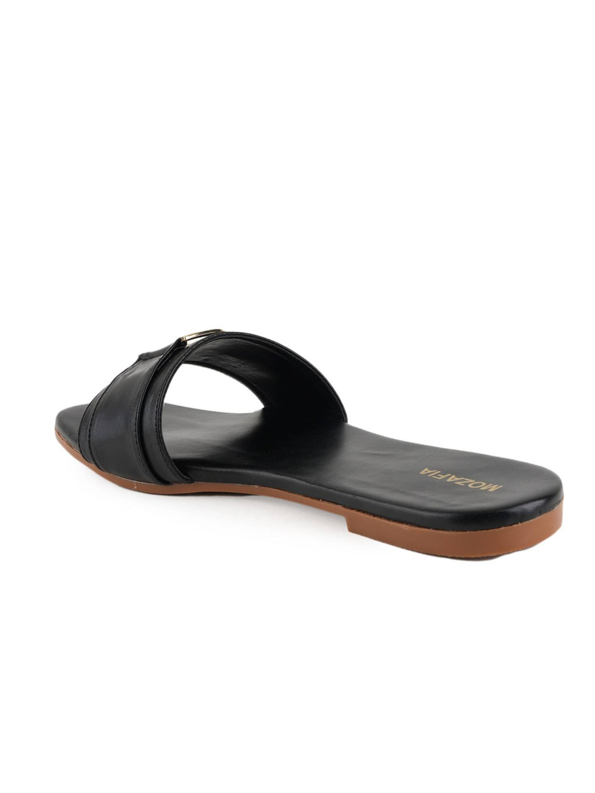 Women Black Open Toe Flats | F61 - view 4
