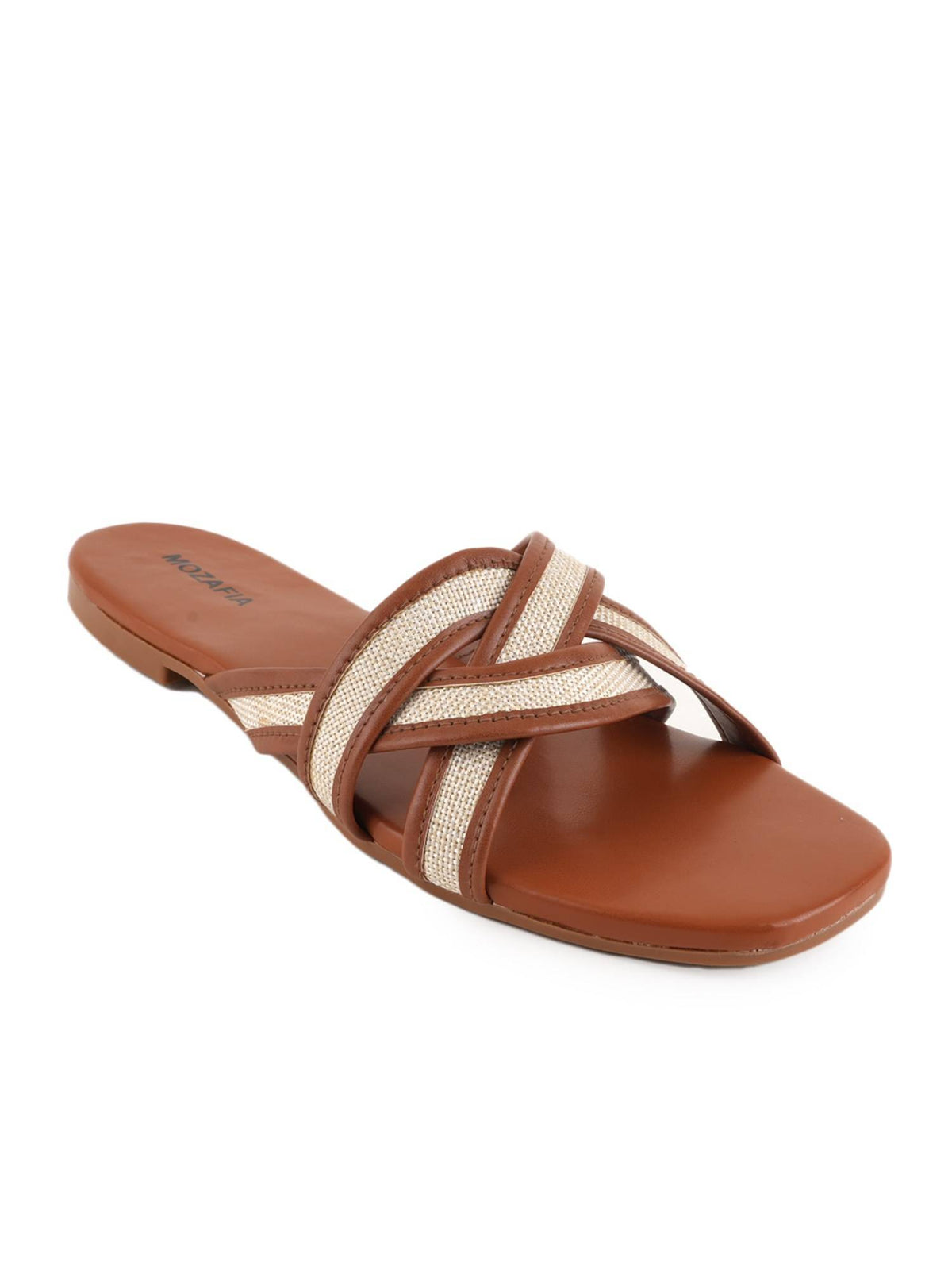 Women Tan Open Toe Flats | F61 - view 2