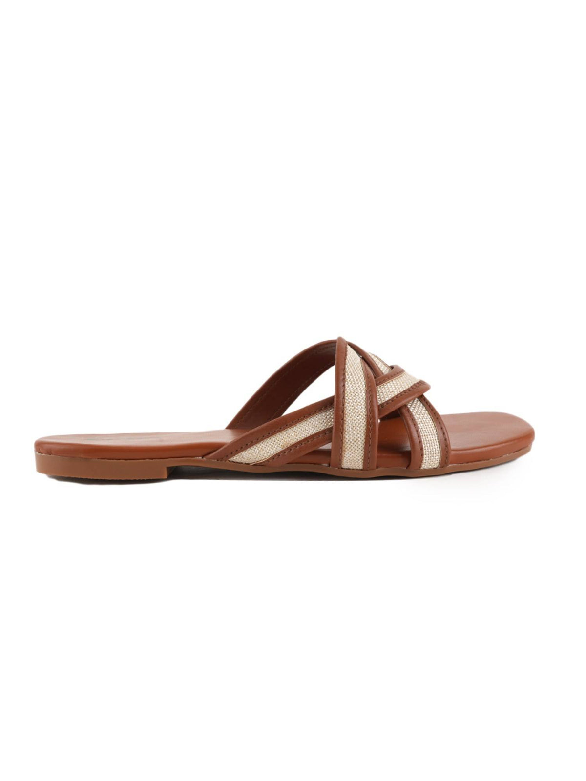 Women Tan Open Toe Flats | F61 - view 3
