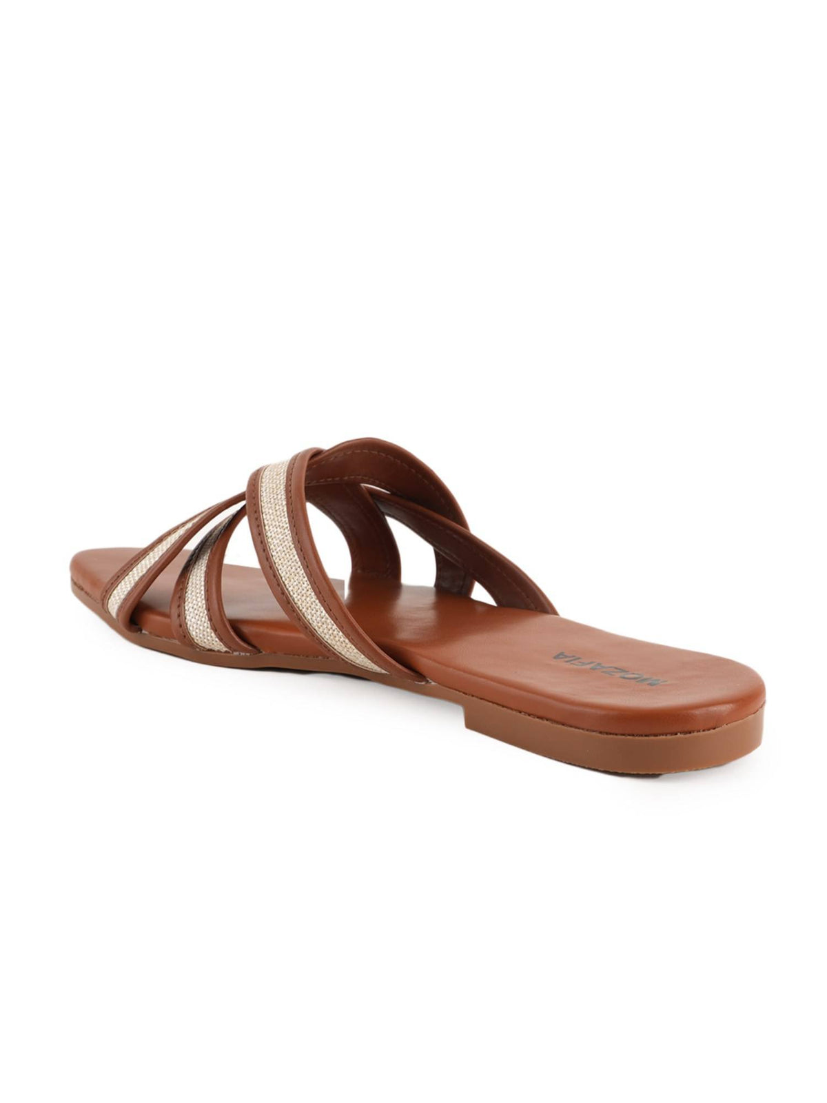 Women Tan Open Toe Flats | F61 - view 4