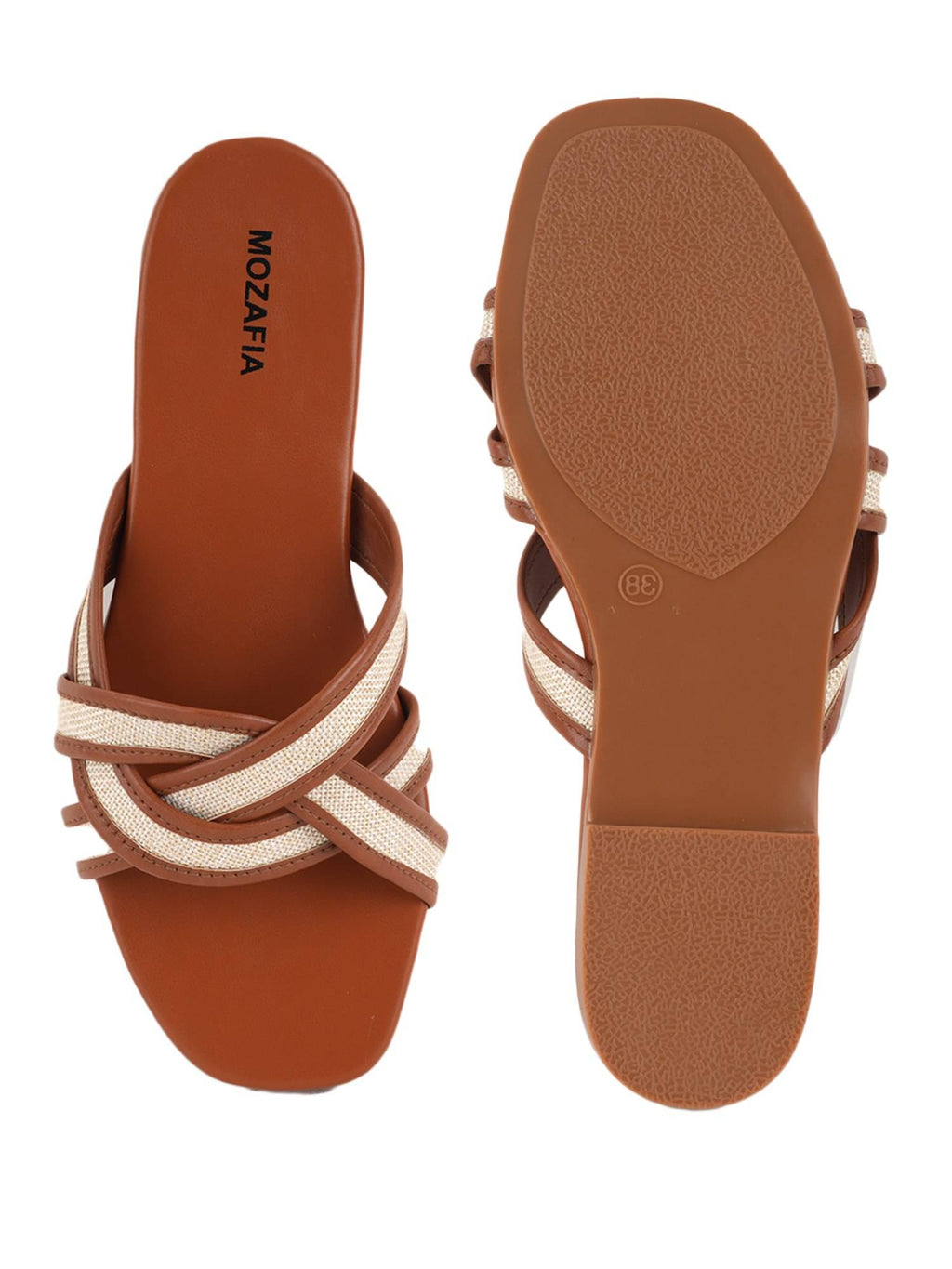 Women Tan Open Toe Flats | F61 - view 5