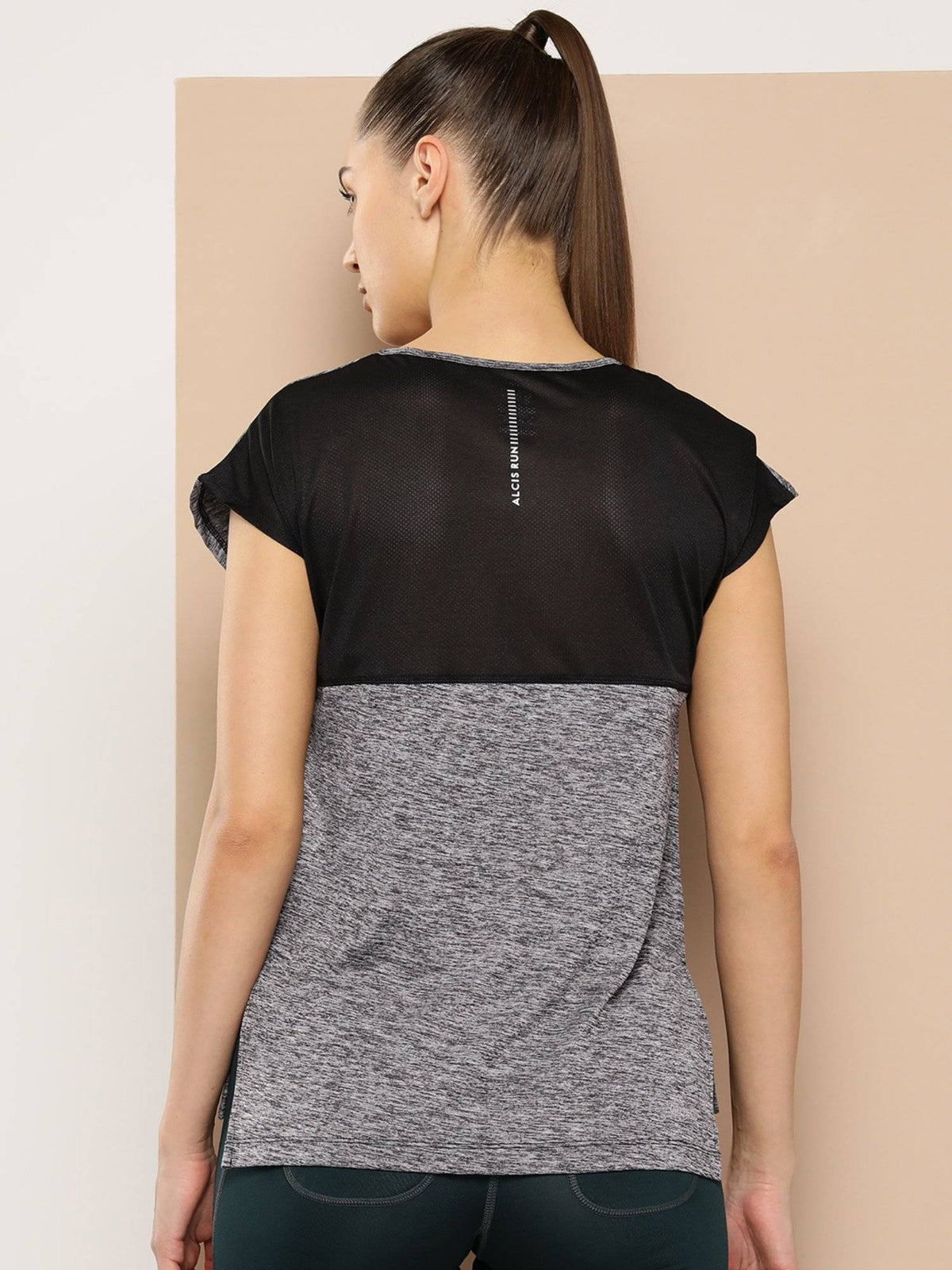 Grey Women Typography Printed Dry Tech Comfortable Fit Running T-Shirt | TT89 - view 3