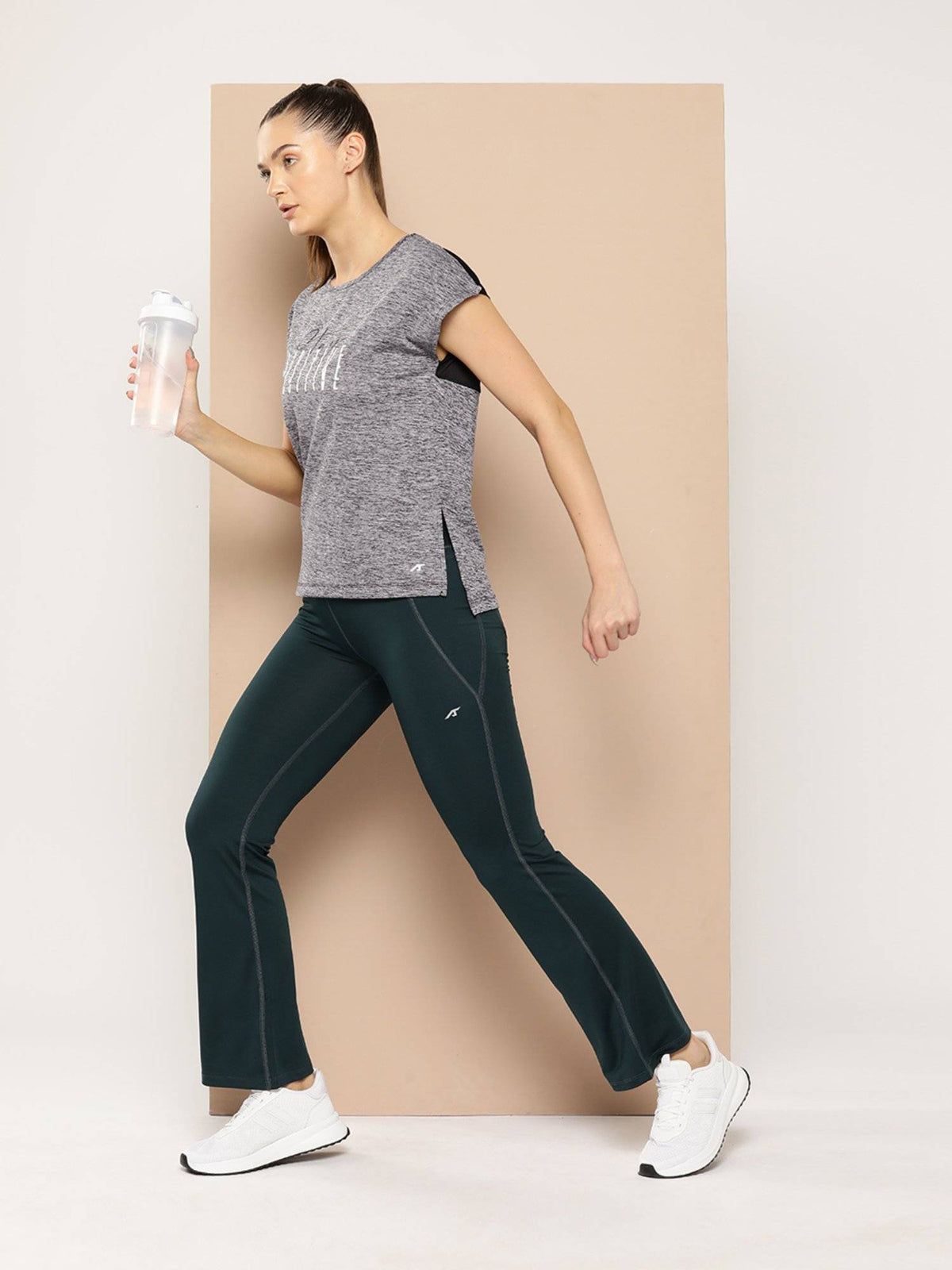 Grey Women Typography Printed Dry Tech Comfortable Fit Running T-Shirt | TT89 - view 4