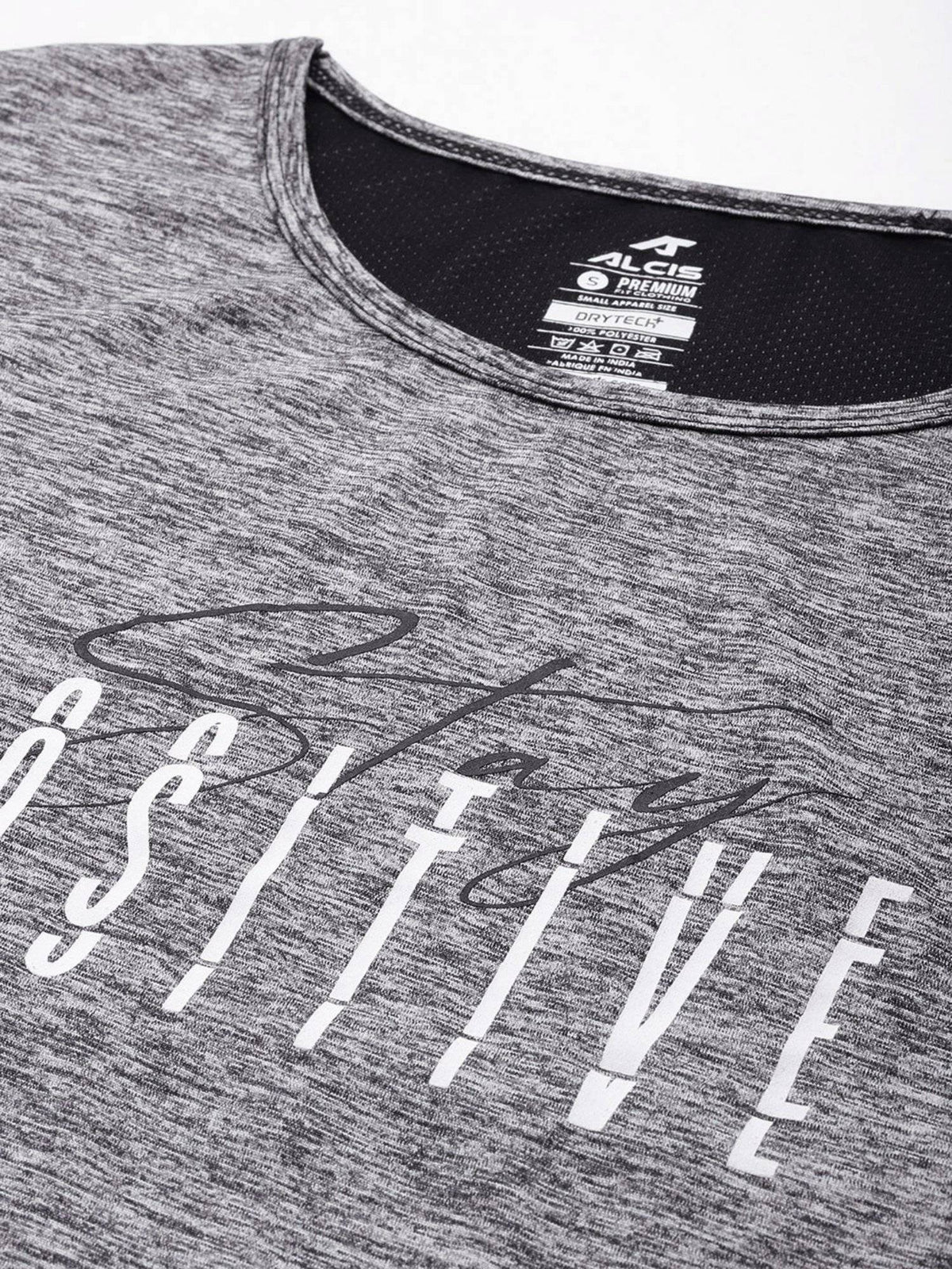 Grey Women Typography Printed Dry Tech Comfortable Fit Running T-Shirt | TT89 - view 5
