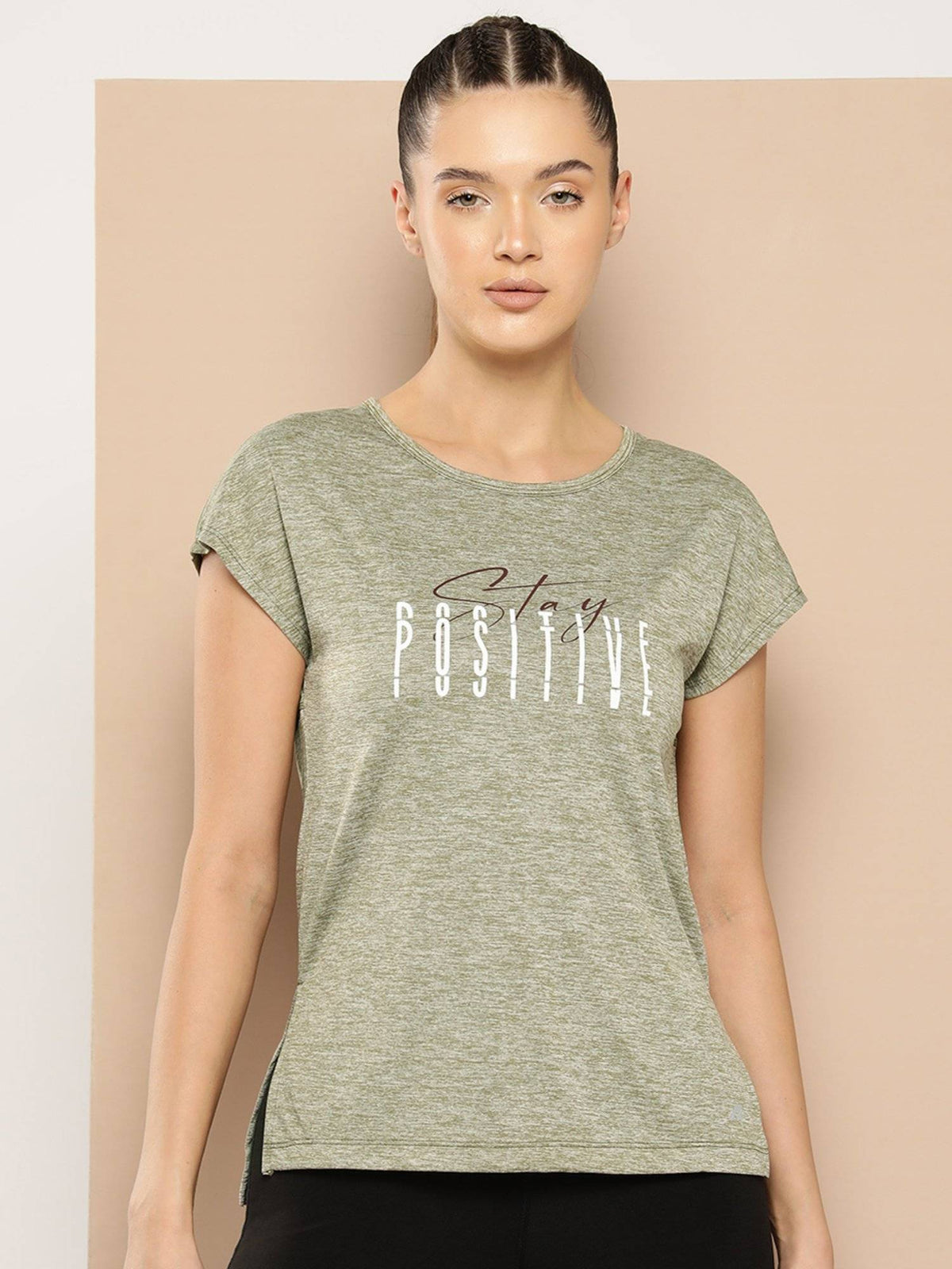 Grey Women Typography Printed Dry Tech Comfortable Fit Running T-Shirt | TT89 - view 6