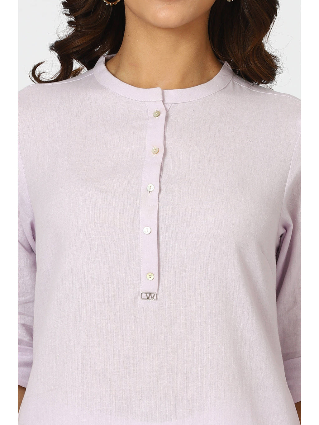 Mandarin Collar Cotton Blend Straight Kurta White | U3S - view 10