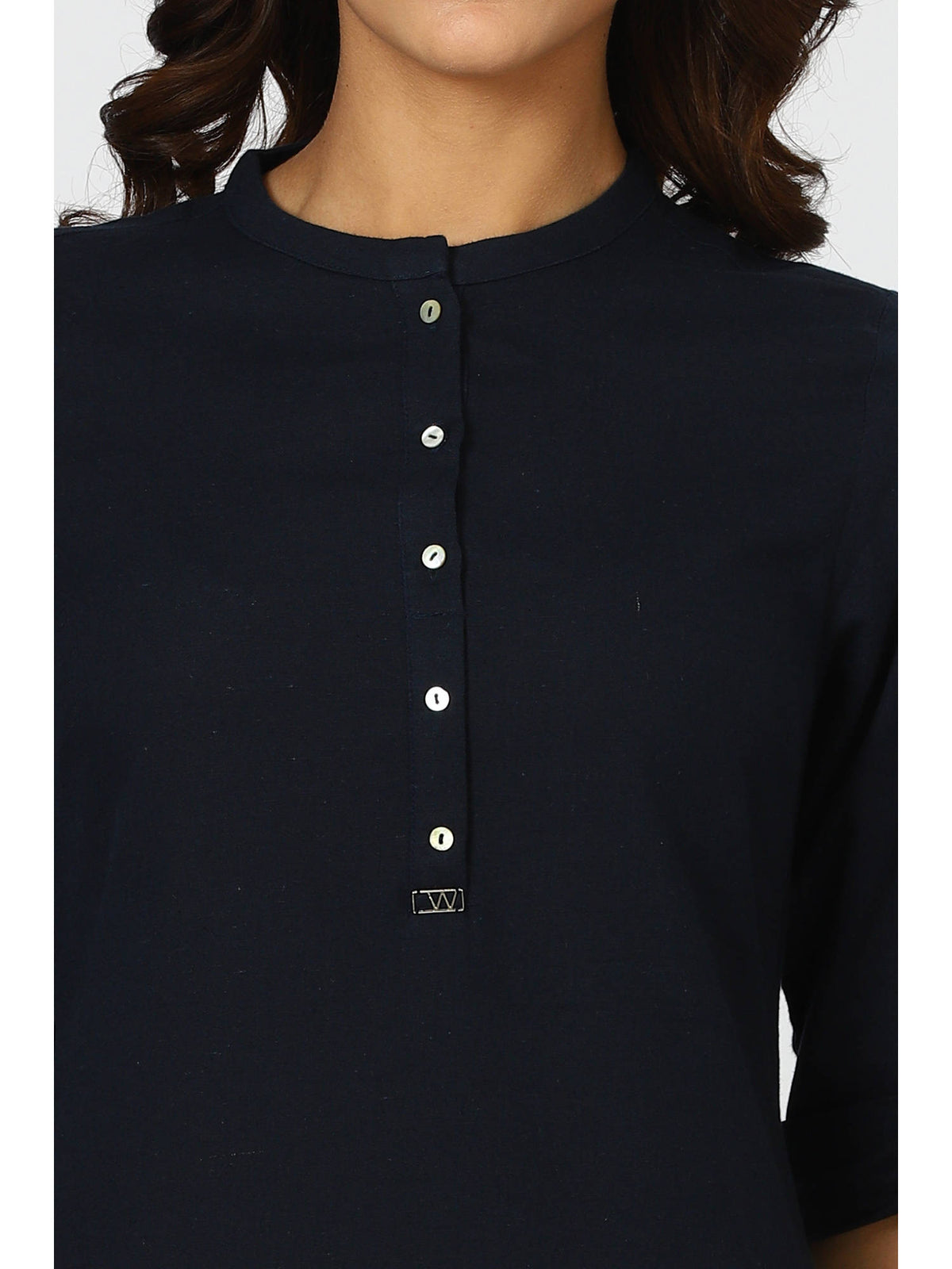 Mandarin Collar Cotton Blend Straight Kurta White | U3S - view 38