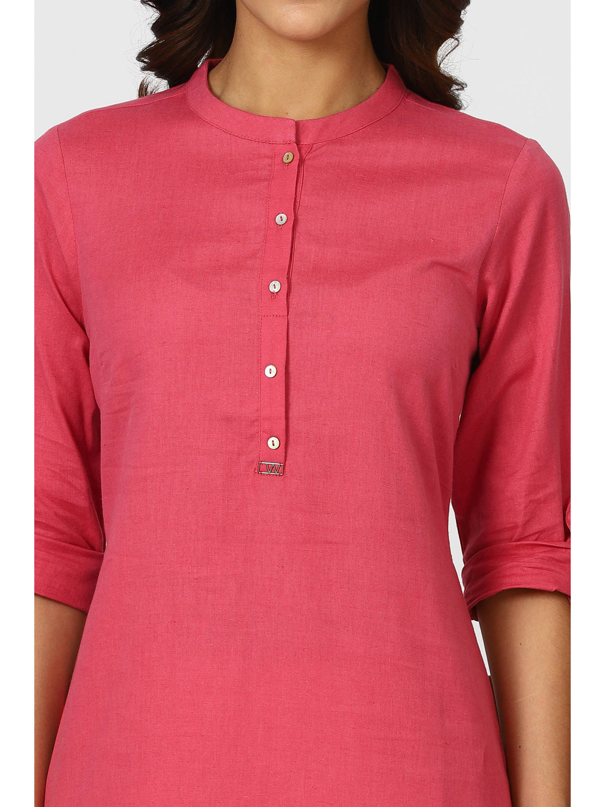 Mandarin Collar Cotton Blend Straight Kurta White | KDG - view 17