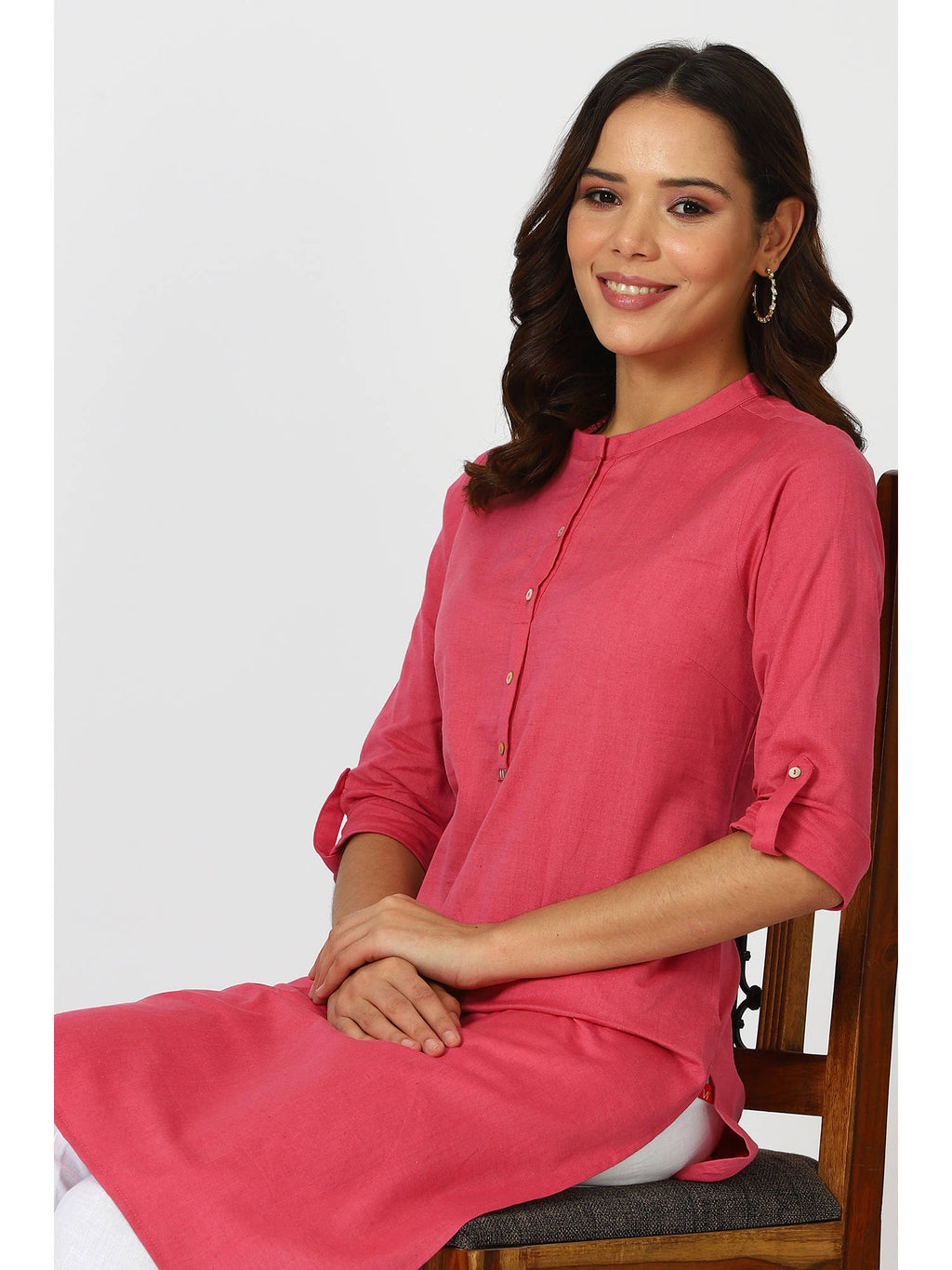 Mandarin Collar Cotton Blend Straight Kurta White | U3S - view 18