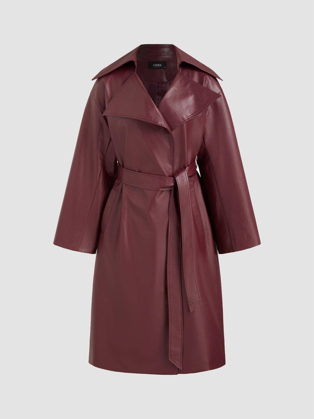 Faux Leather Trench Coat With Belt | CI9 - view 8