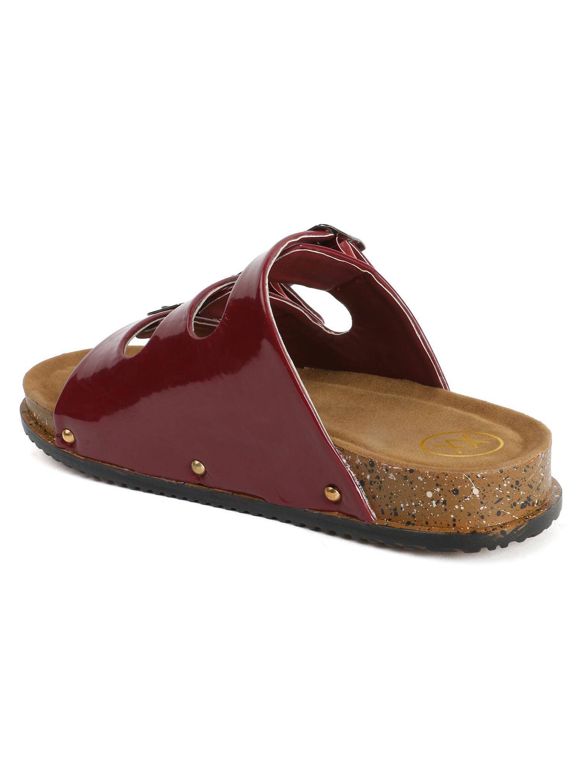 Trendy Multiple Buckle And Straps Sandals - Maroon | SD89 - view 6