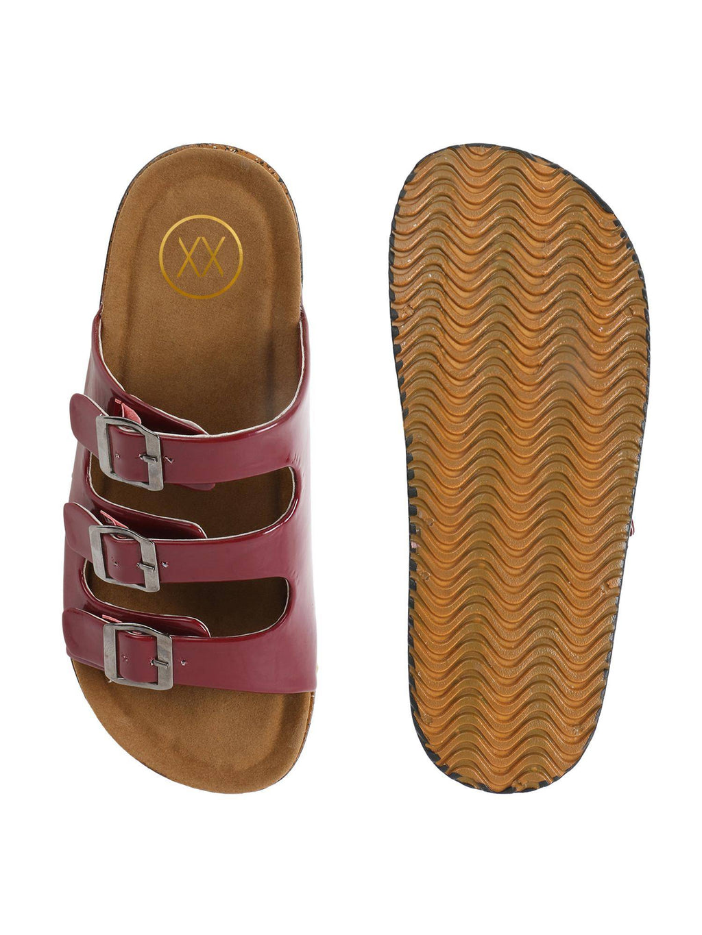 Trendy Multiple Buckle And Straps Sandals - Maroon | SD89 - view 7