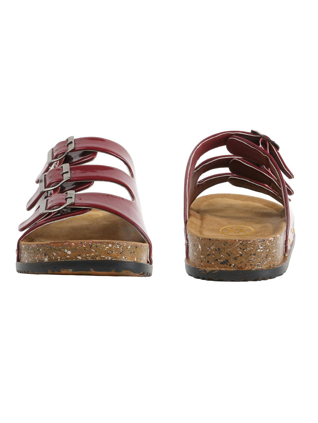 Trendy Multiple Buckle And Straps Sandals - Maroon | SD89 - view 9