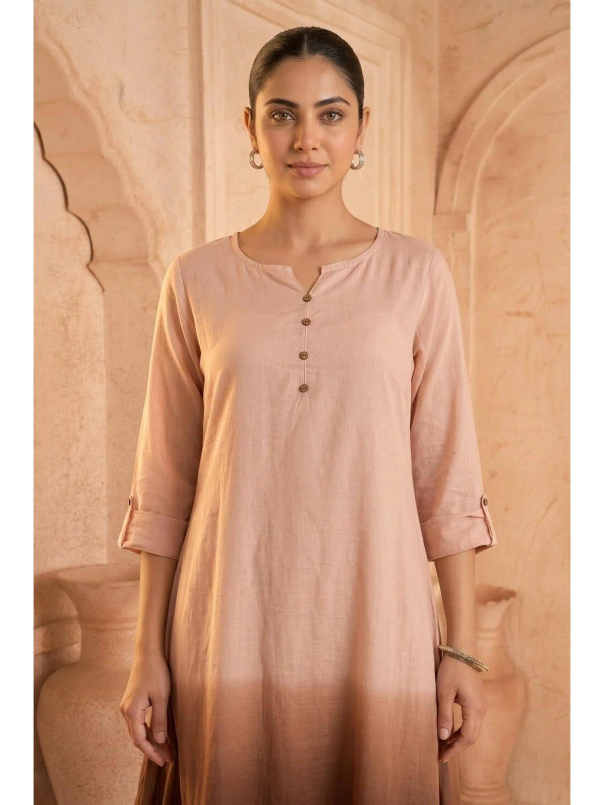 Yellow Sunlit Amethyst Ombre Mulmul Layered Dress | KDG - view 11