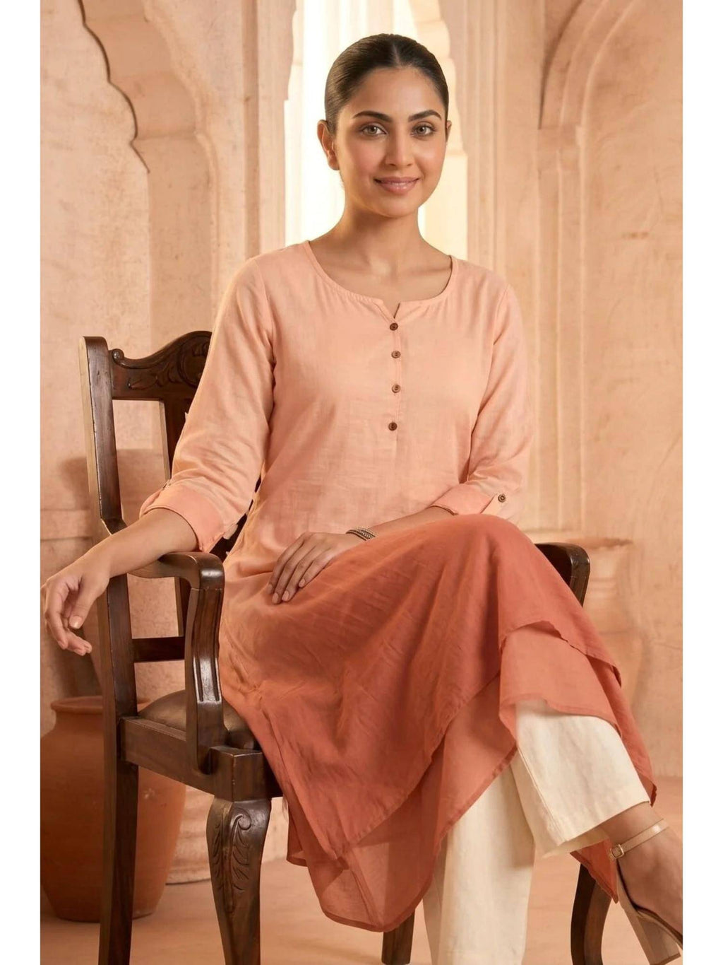 Yellow Sunlit Amethyst Ombre Mulmul Layered Dress | KDG - view 23