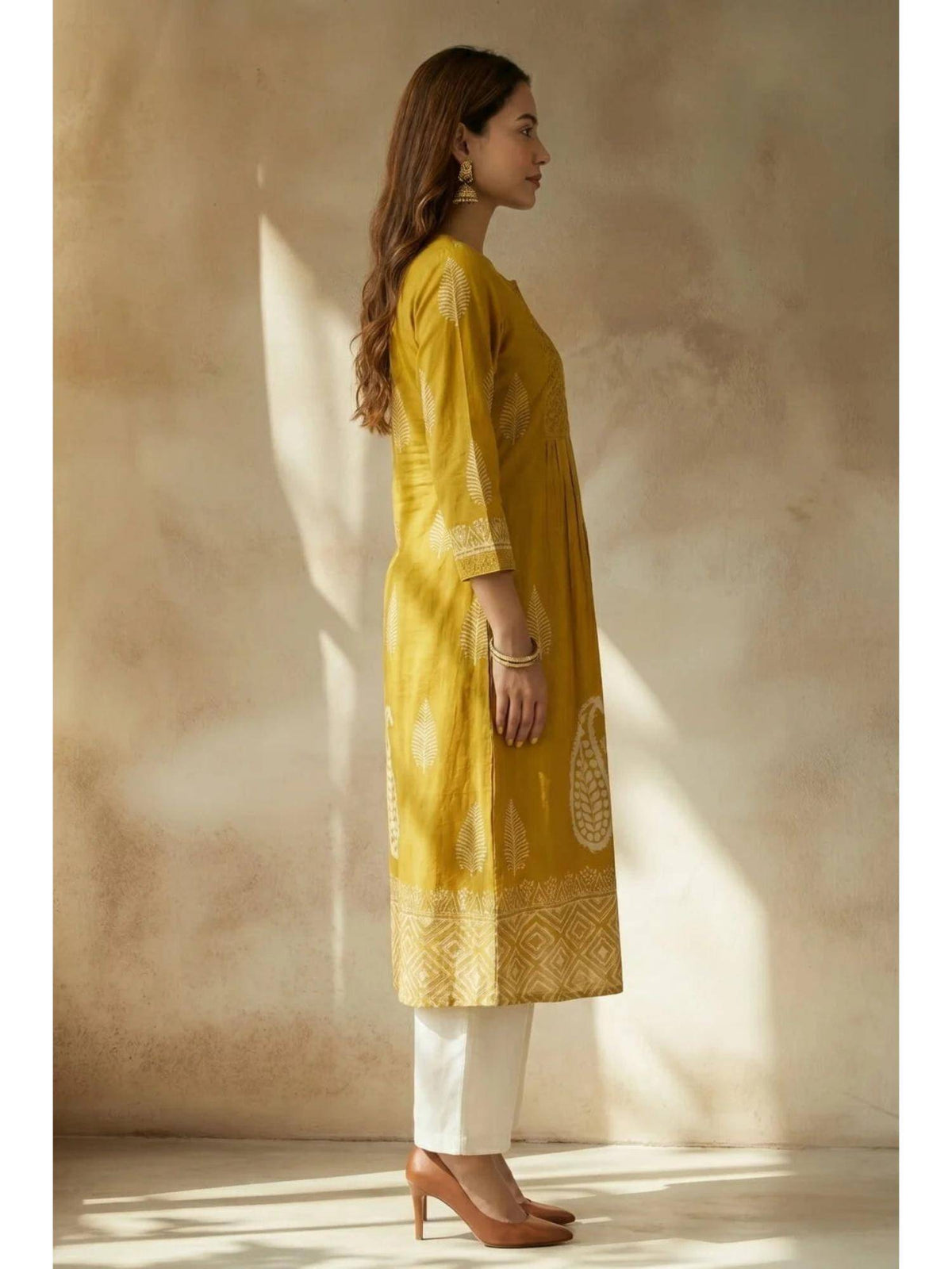 Yellow Sunlit Bloom Embroidered Kurta | KDG - view 4