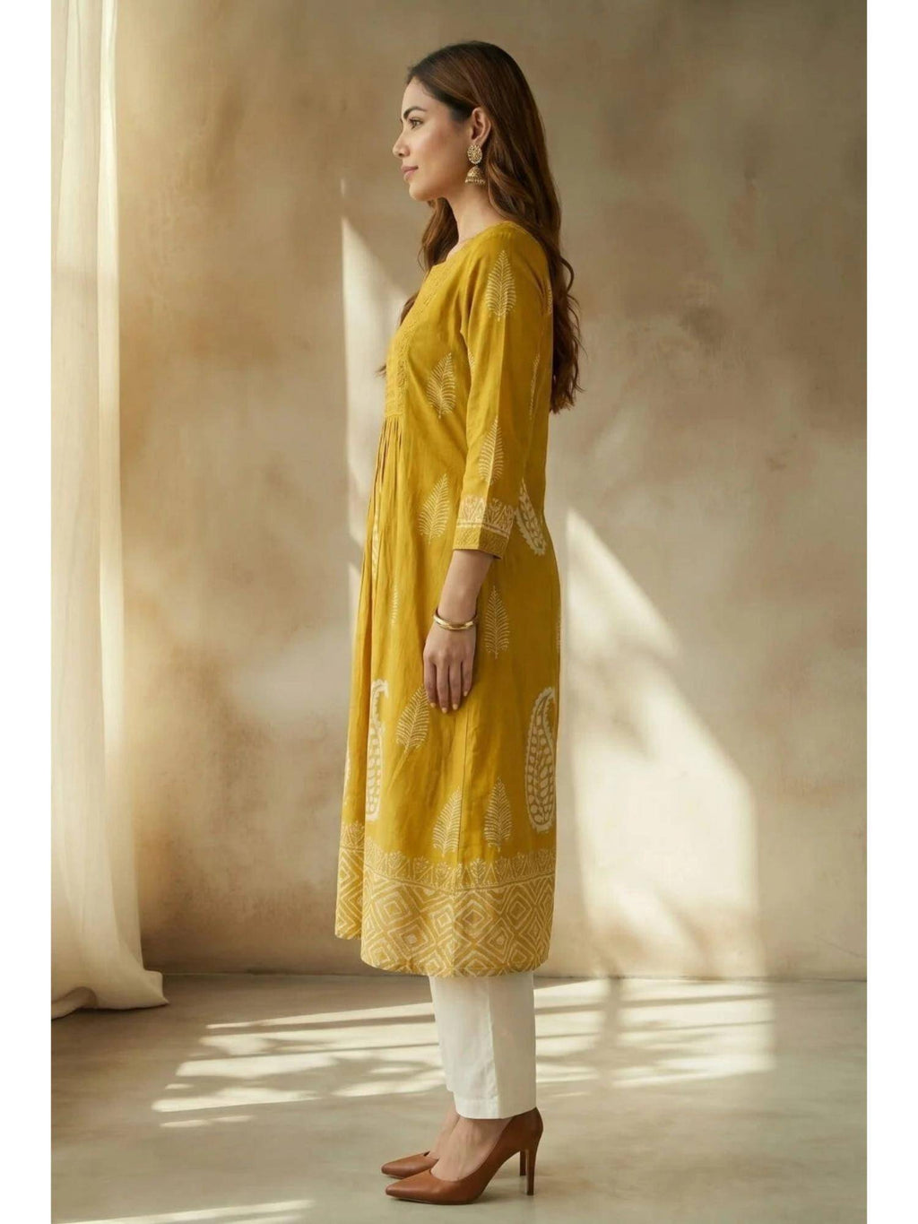 Yellow Sunlit Bloom Embroidered Kurta | KDG - view 5