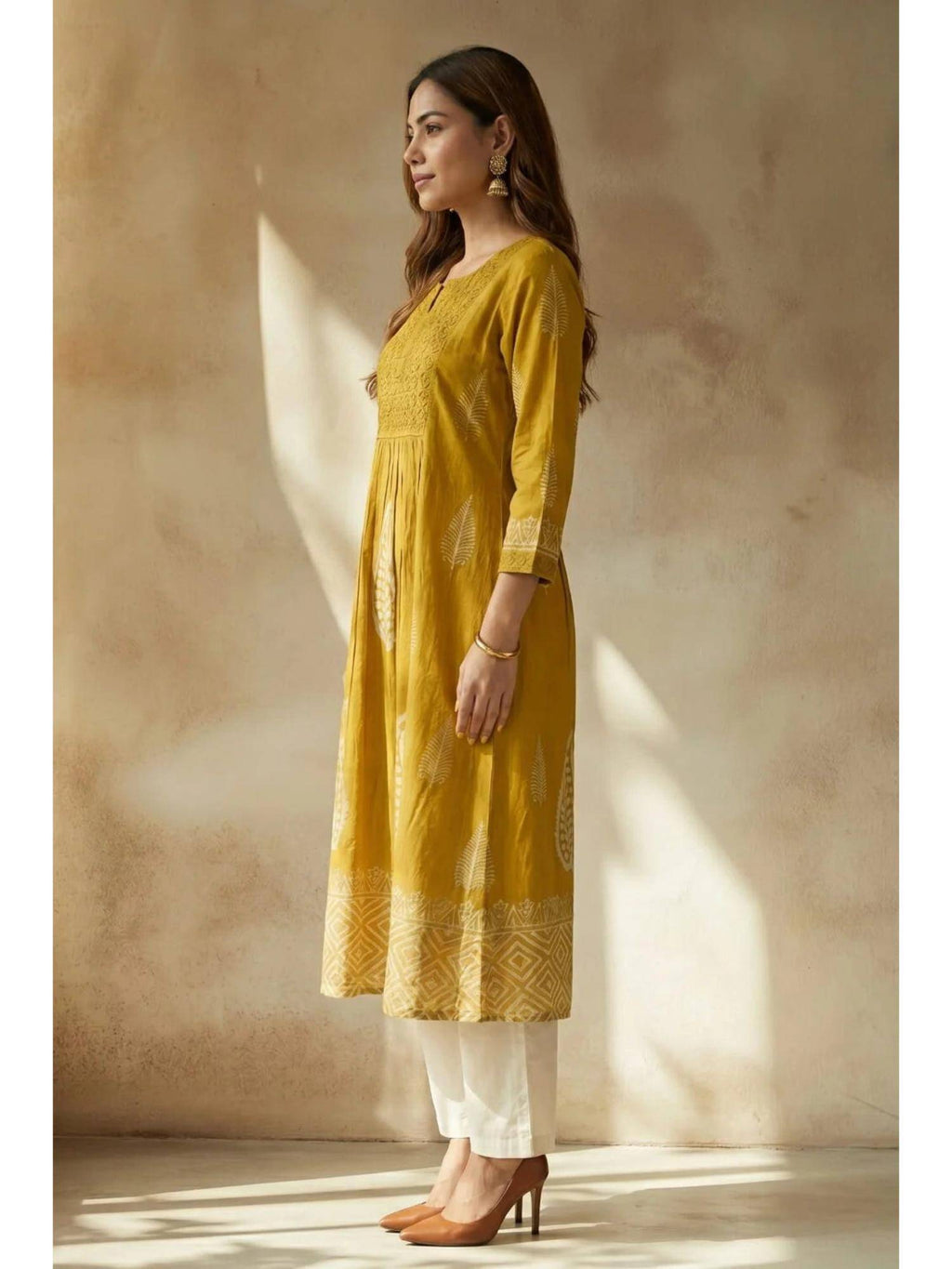 Yellow Sunlit Bloom Embroidered Kurta | KDG - view 6