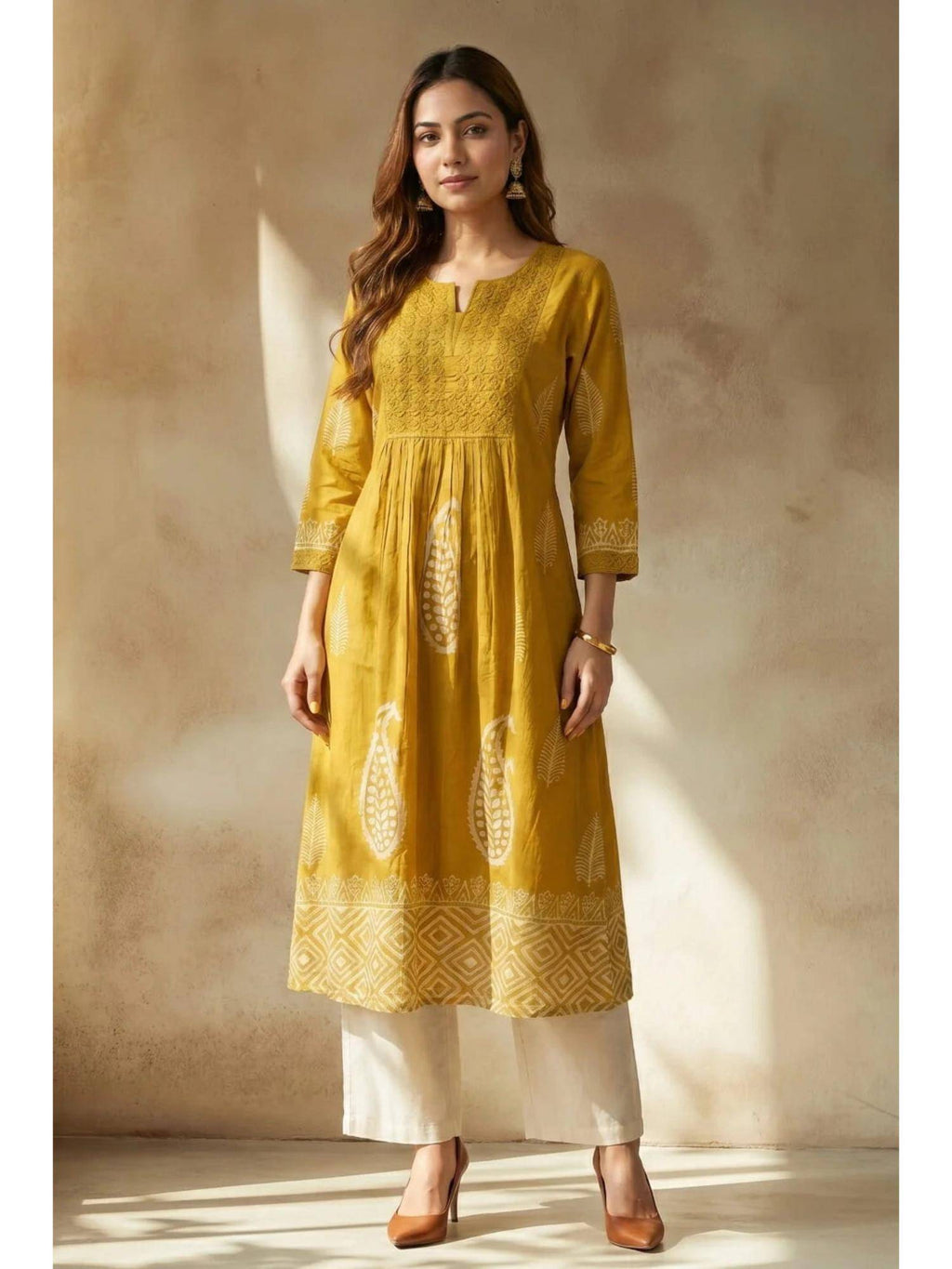 Yellow Sunlit Bloom Embroidered Kurta | KDG - view 7
