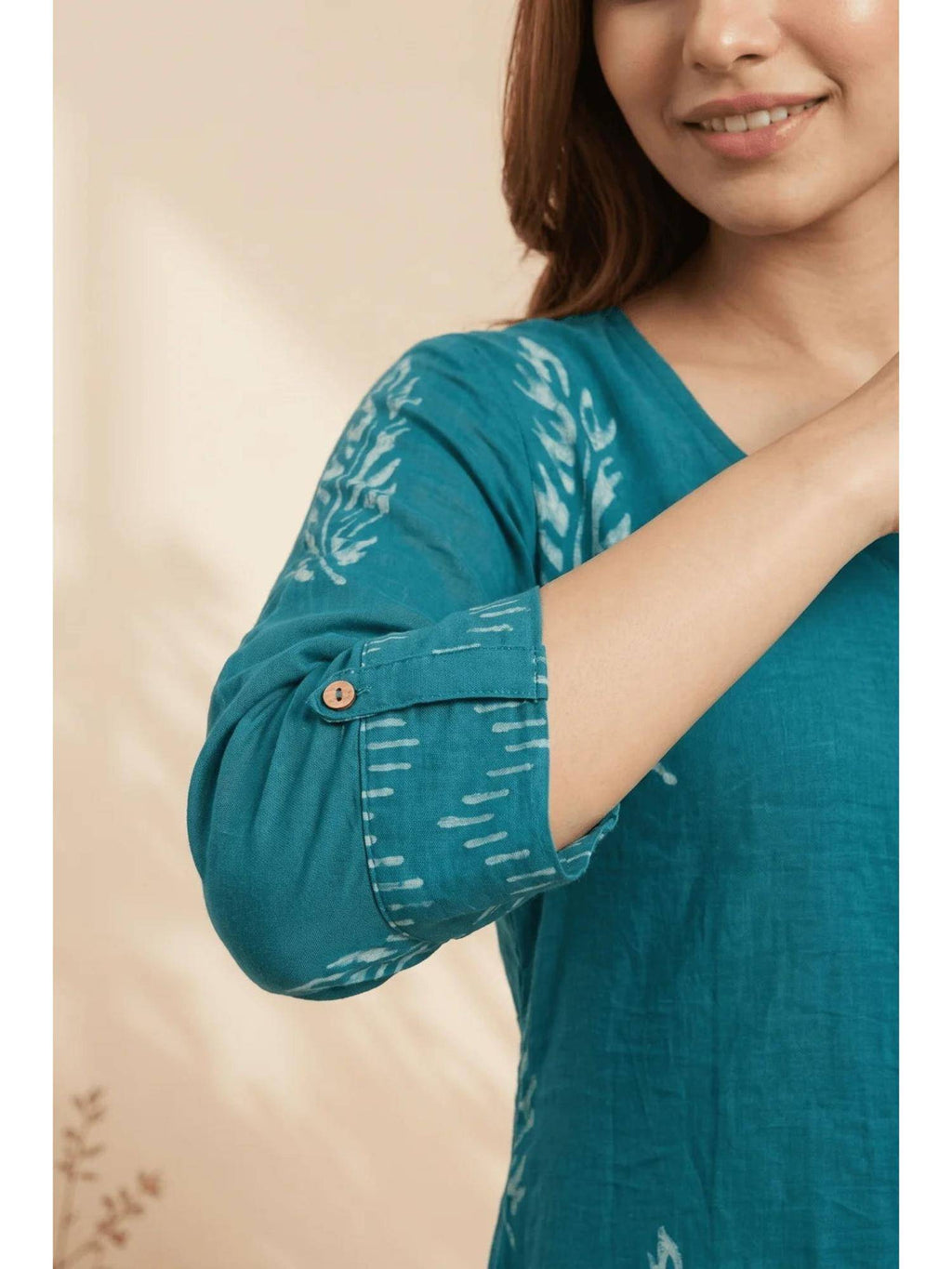 Navy Blue Midnight Fern Mulmul Layered Kurta | KDG - view 9