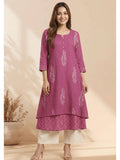 Navy Blue Midnight Fern Mulmul Layered Kurta | KDG - view 10
