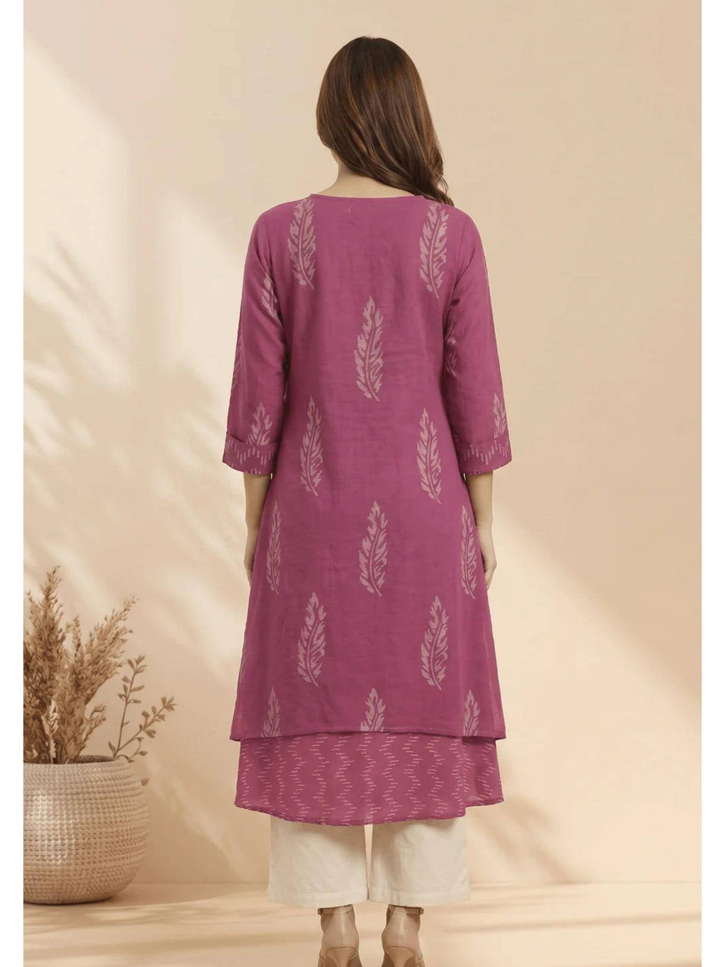 Navy Blue Midnight Fern Mulmul Layered Kurta | KDG - view 11