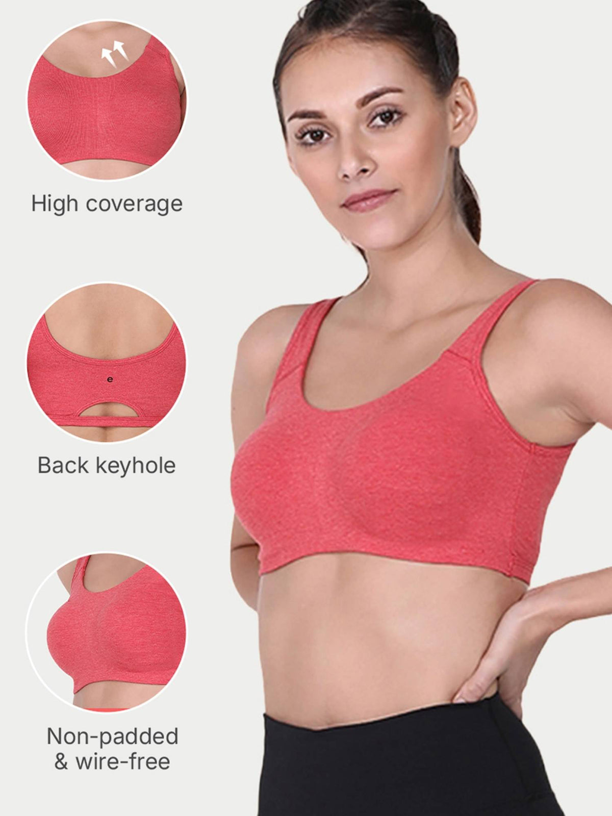 Sb06 Low Impact Cotton Sports Bra Non-Padded & Wirefree - Nude | sb09 - view 34