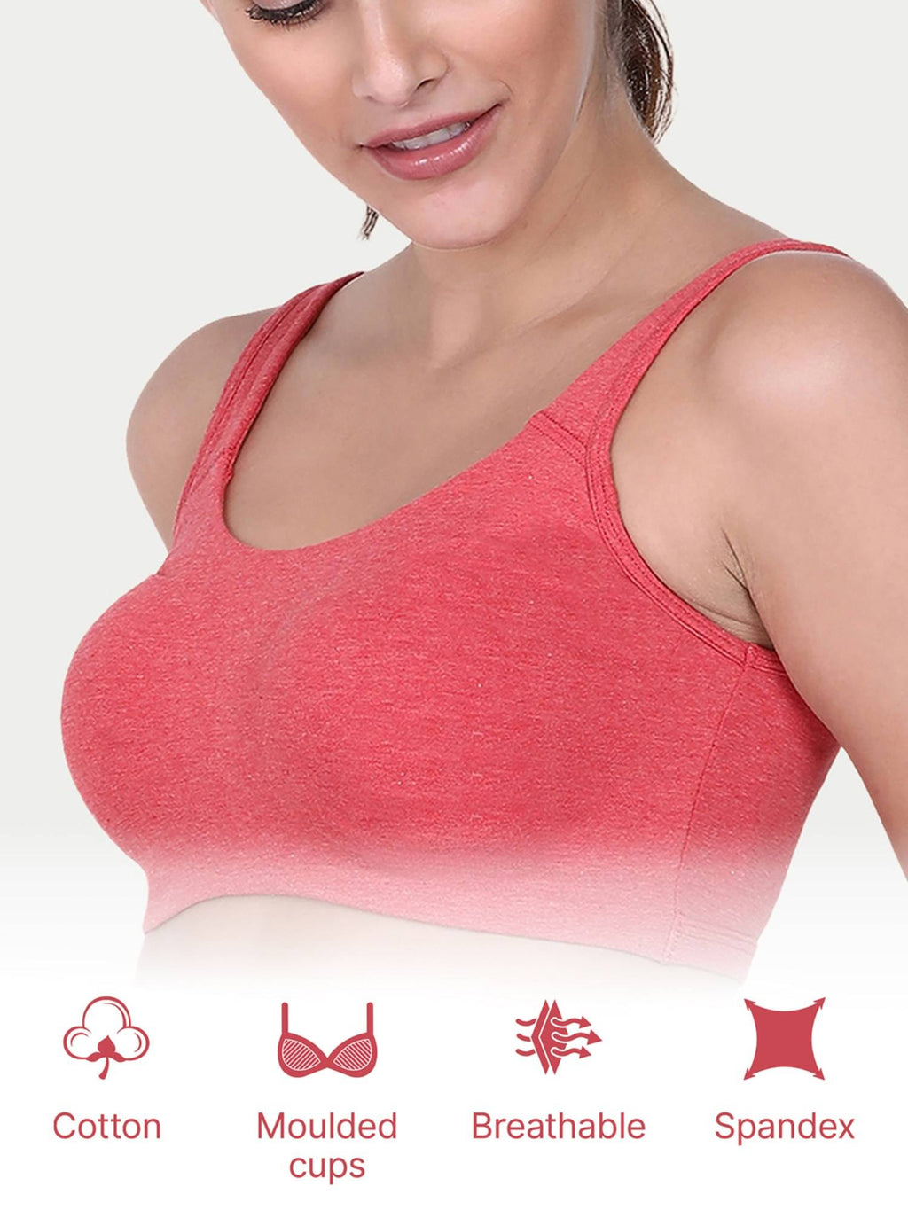 SB06 Low Impact Cotton Sports Non-Padded & Wirefree Bra - Blue | sb09 - view 32