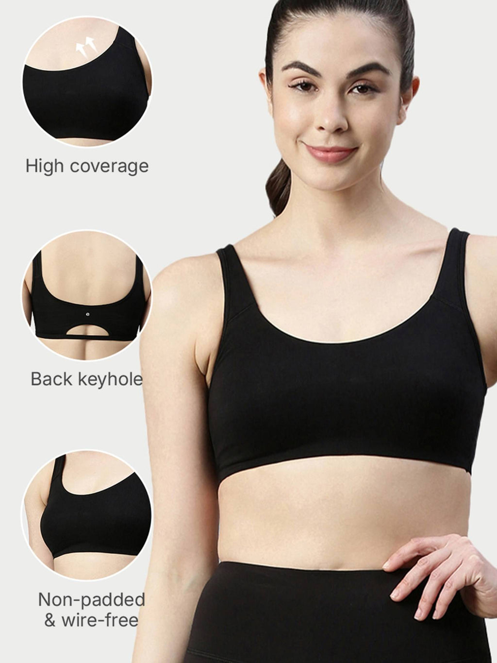 SB06 Low Impact Cotton Sports Non-Padded & Wirefree Bra - Blue | sb09 - view 40