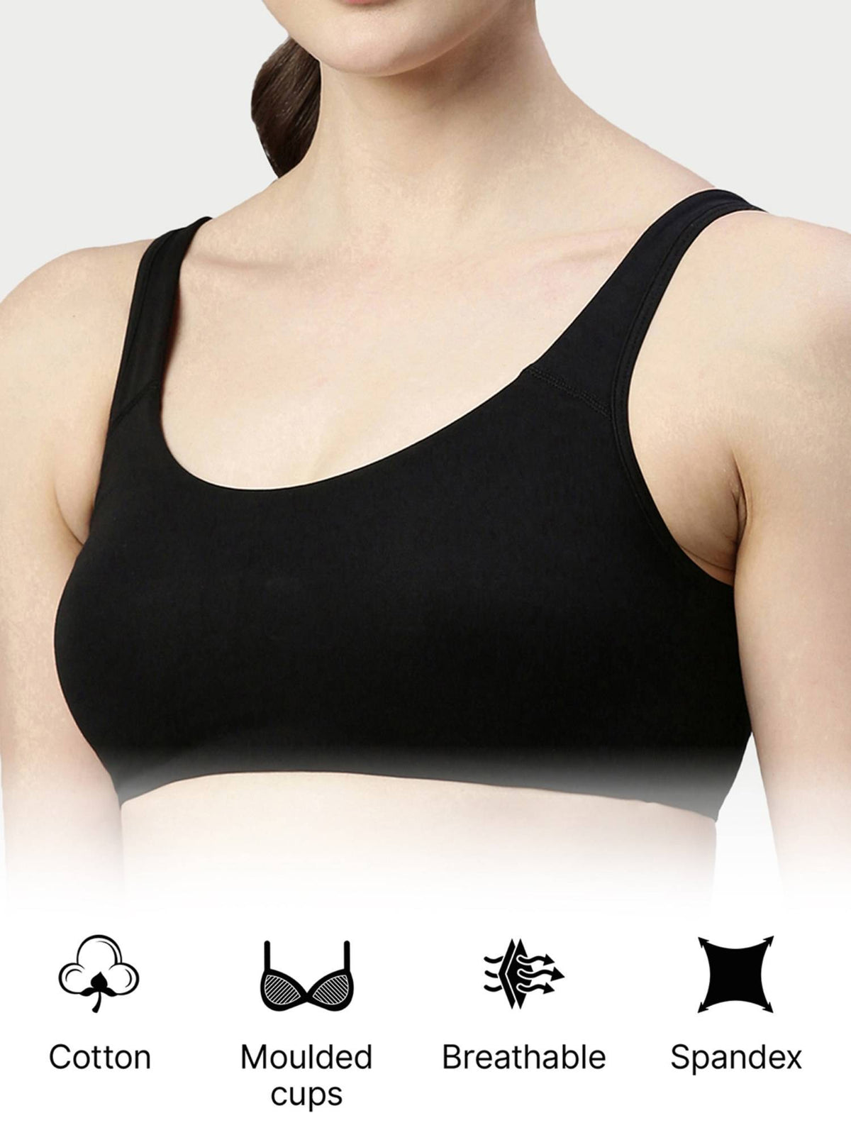 SB06 Low Impact Cotton Sports Bra Non-Padded & Wirefree - Multicolor | sb09 - view 20